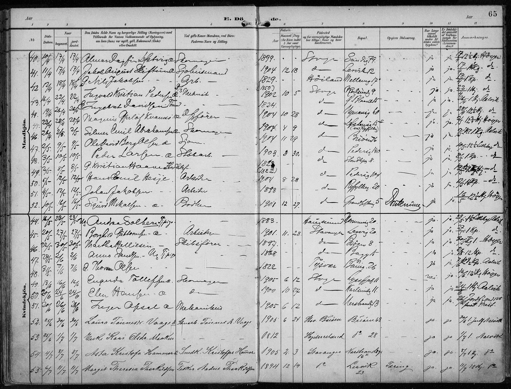 St. Johannes sokneprestkontor, AV/SAST-A-101814/001/30/30BA/L0005: Ministerialbok nr. A 5, 1898-1919, s. 65