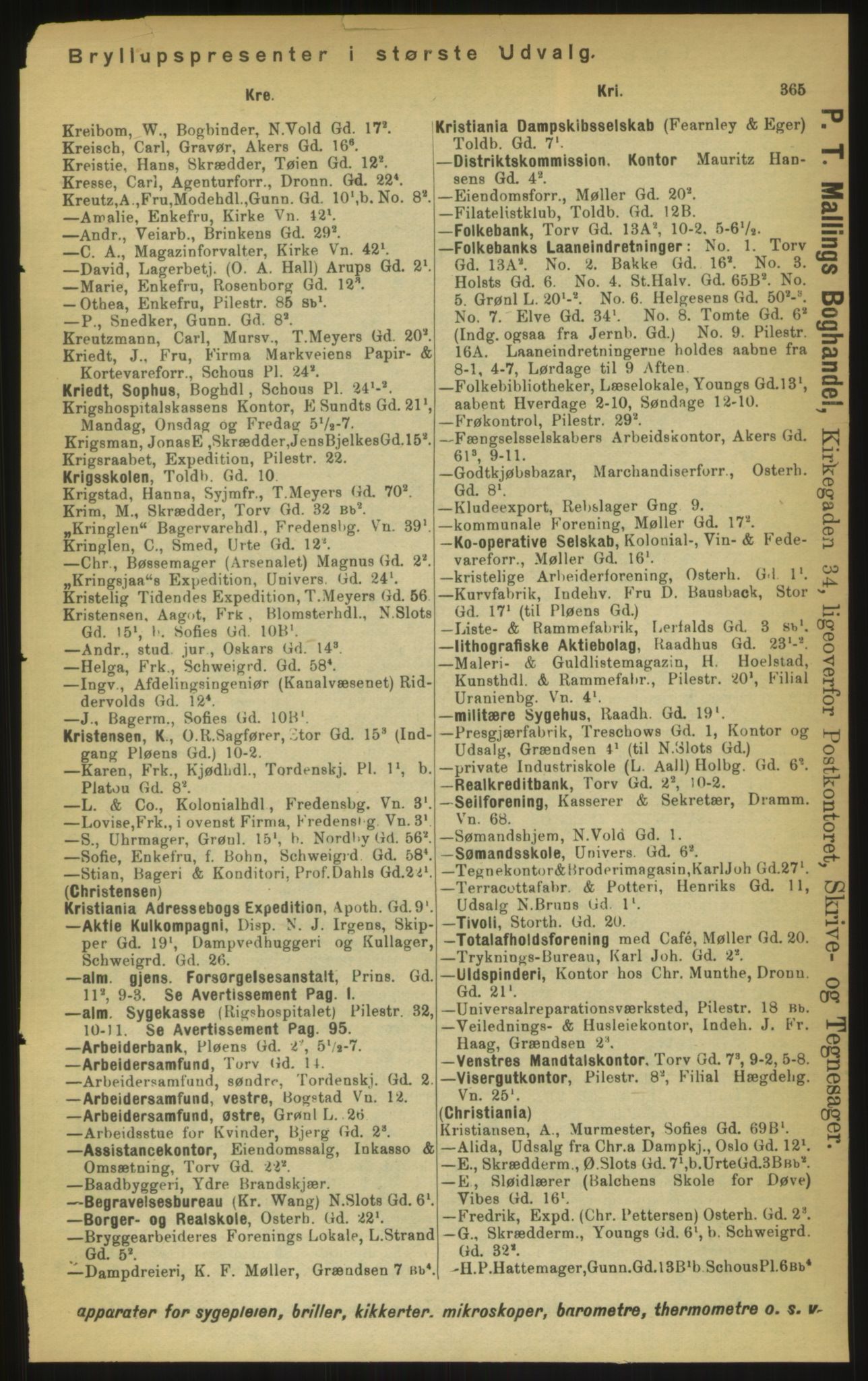 Kristiania/Oslo adressebok, PUBL/-, 1897, s. 365