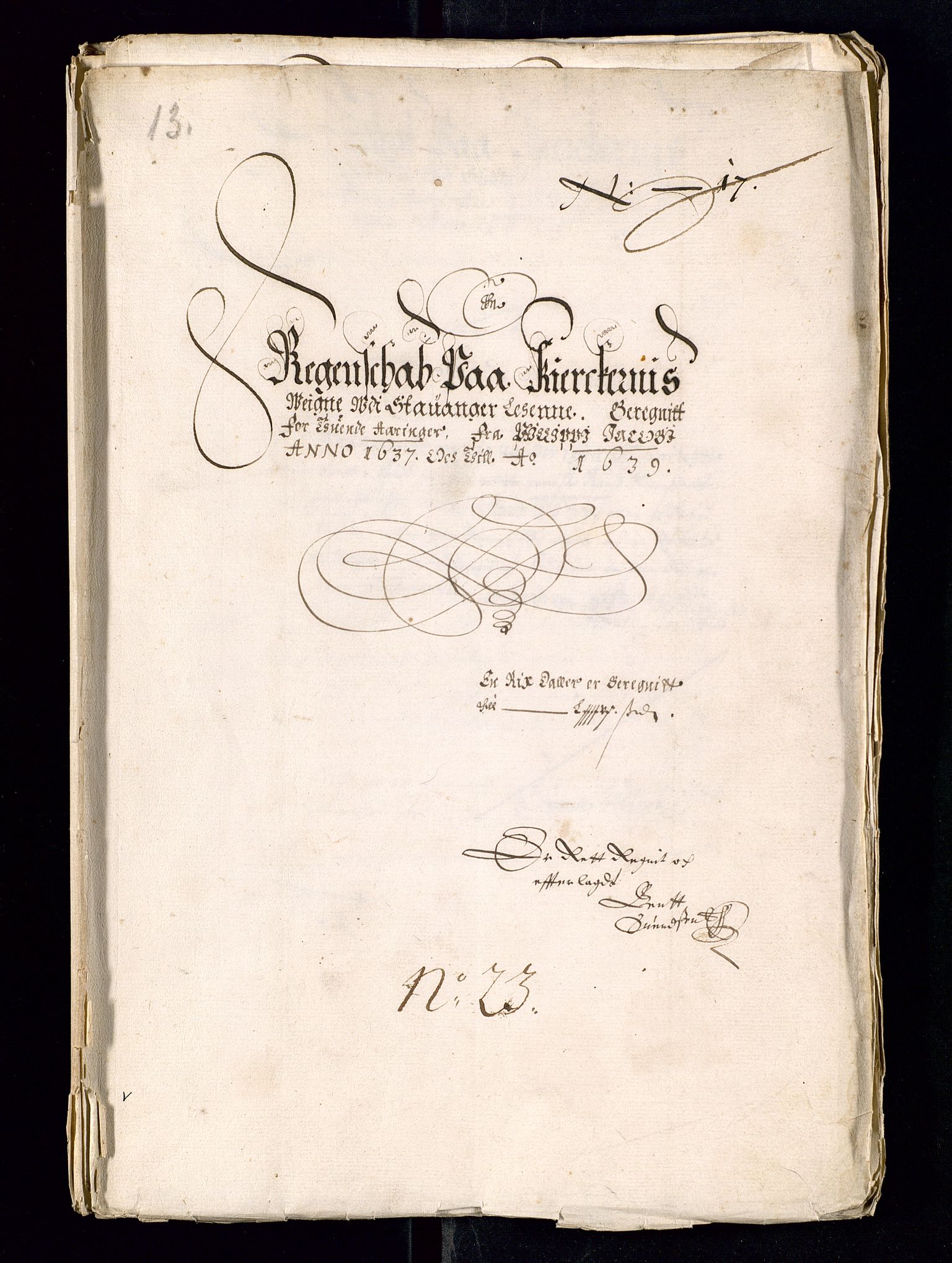 Stavanger len, AV/SAST-A-101870/Ob/L0019: Kirkeregnskaper, 1632-1641, s. 98