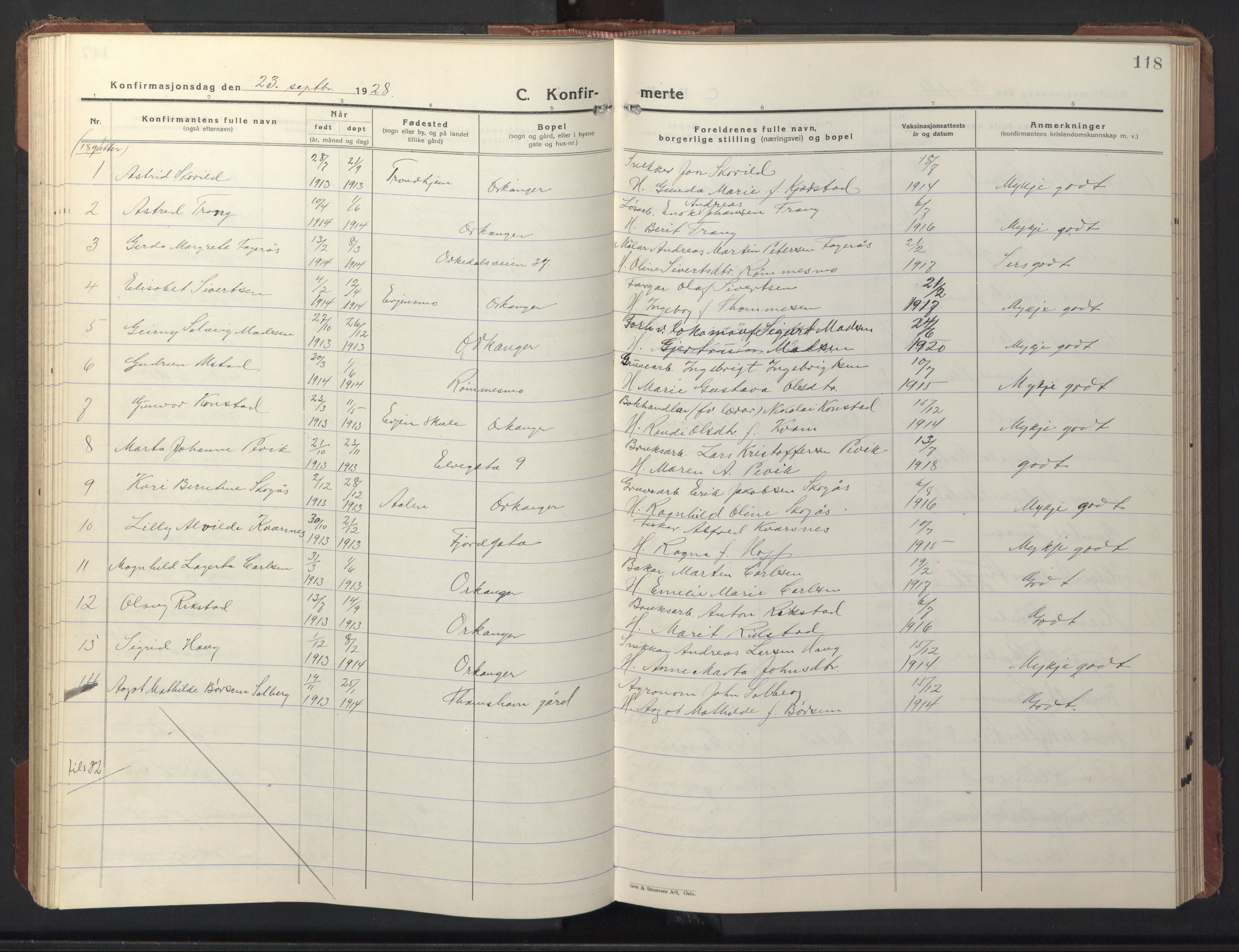 Ministerialprotokoller, klokkerbøker og fødselsregistre - Sør-Trøndelag, AV/SAT-A-1456/669/L0832: Klokkerbok nr. 669C02, 1925-1953, s. 118