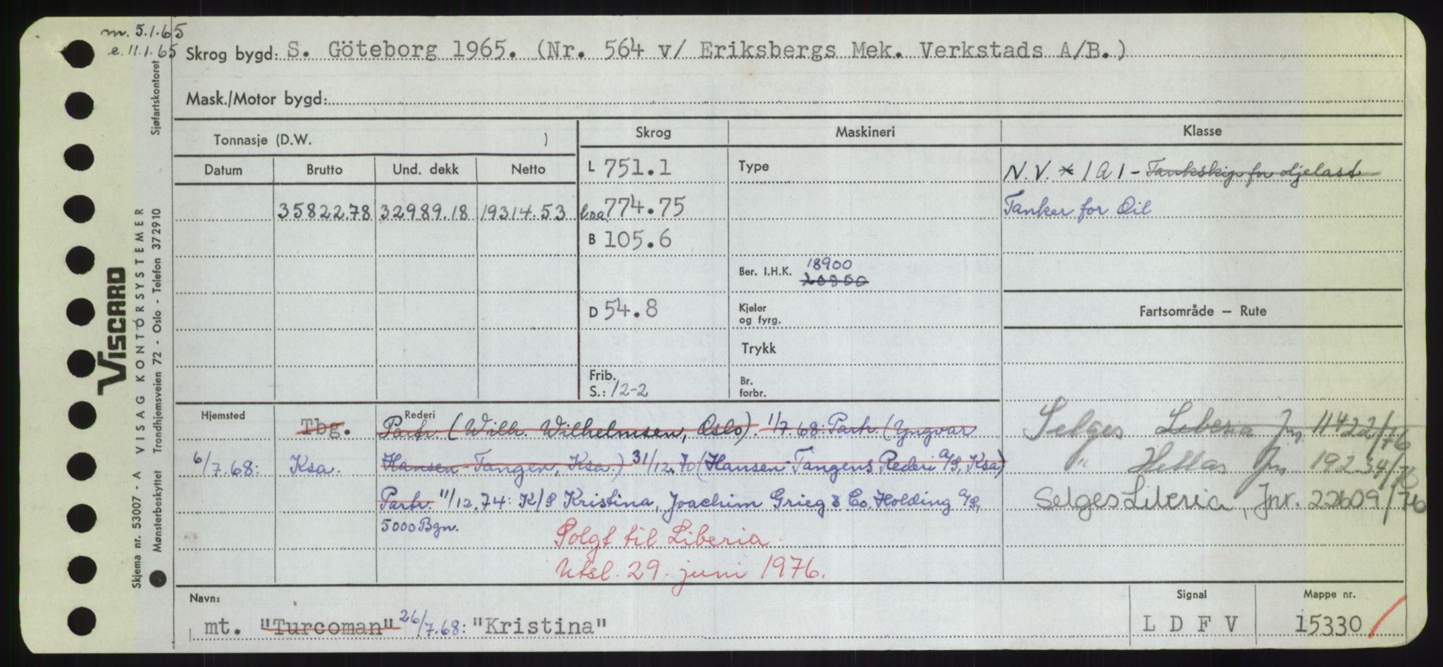 Sjøfartsdirektoratet med forløpere, Skipsmålingen, RA/S-1627/H/Hd/L0021: Fartøy, Kor-Kår, s. 175