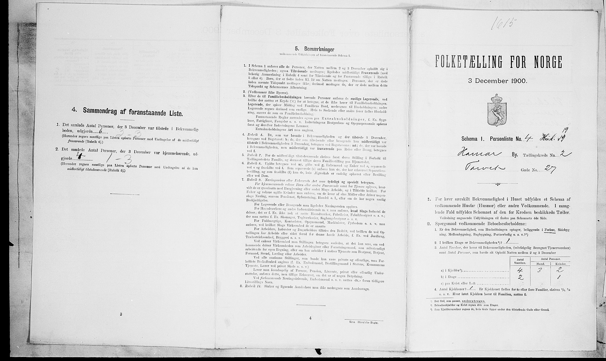 SAH, Folketelling 1900 for 0401 Hamar kjøpstad, 1900, s. 587