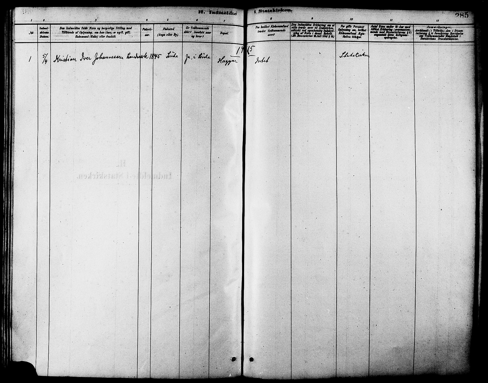 Ministerialprotokoller, klokkerbøker og fødselsregistre - Møre og Romsdal, SAT/A-1454/502/L0027: Klokkerbok nr. 502C01, 1878-1908, s. 285