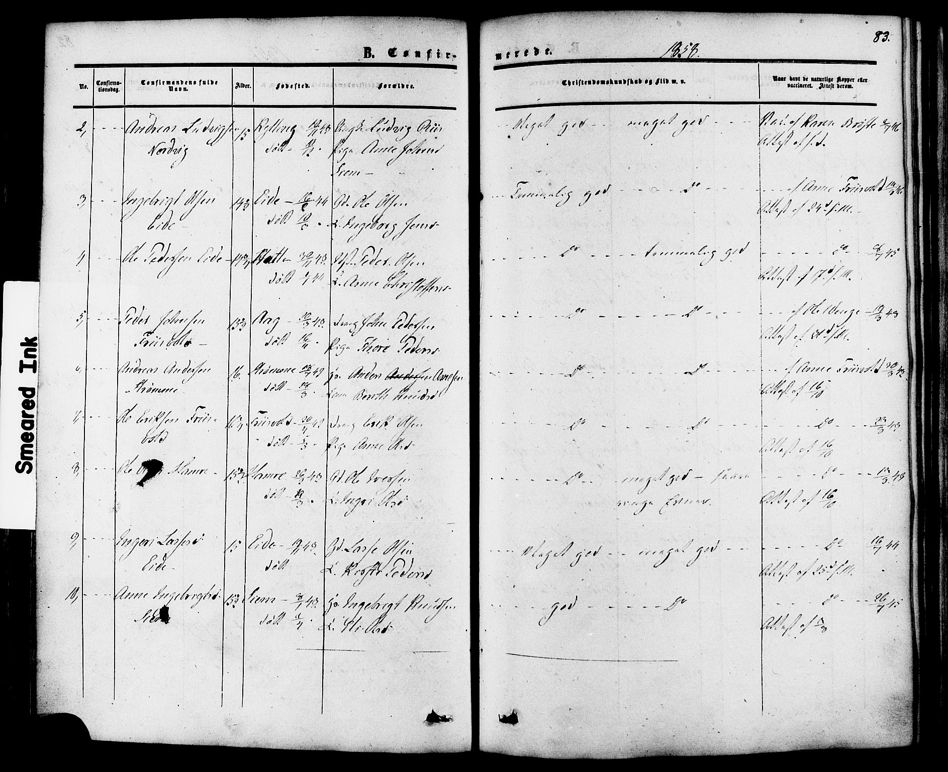 Ministerialprotokoller, klokkerbøker og fødselsregistre - Møre og Romsdal, AV/SAT-A-1454/542/L0552: Ministerialbok nr. 542A02, 1854-1884, s. 83
