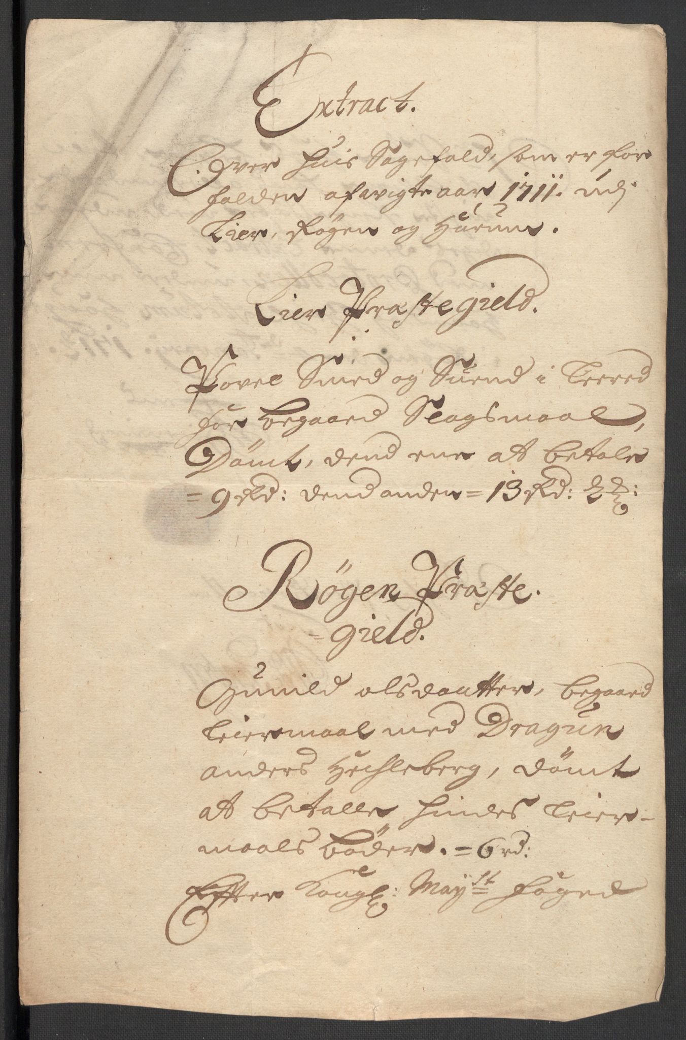 Rentekammeret inntil 1814, Reviderte regnskaper, Fogderegnskap, AV/RA-EA-4092/R31/L1705: Fogderegnskap Hurum, Røyken, Eiker, Lier og Buskerud, 1711, s. 26