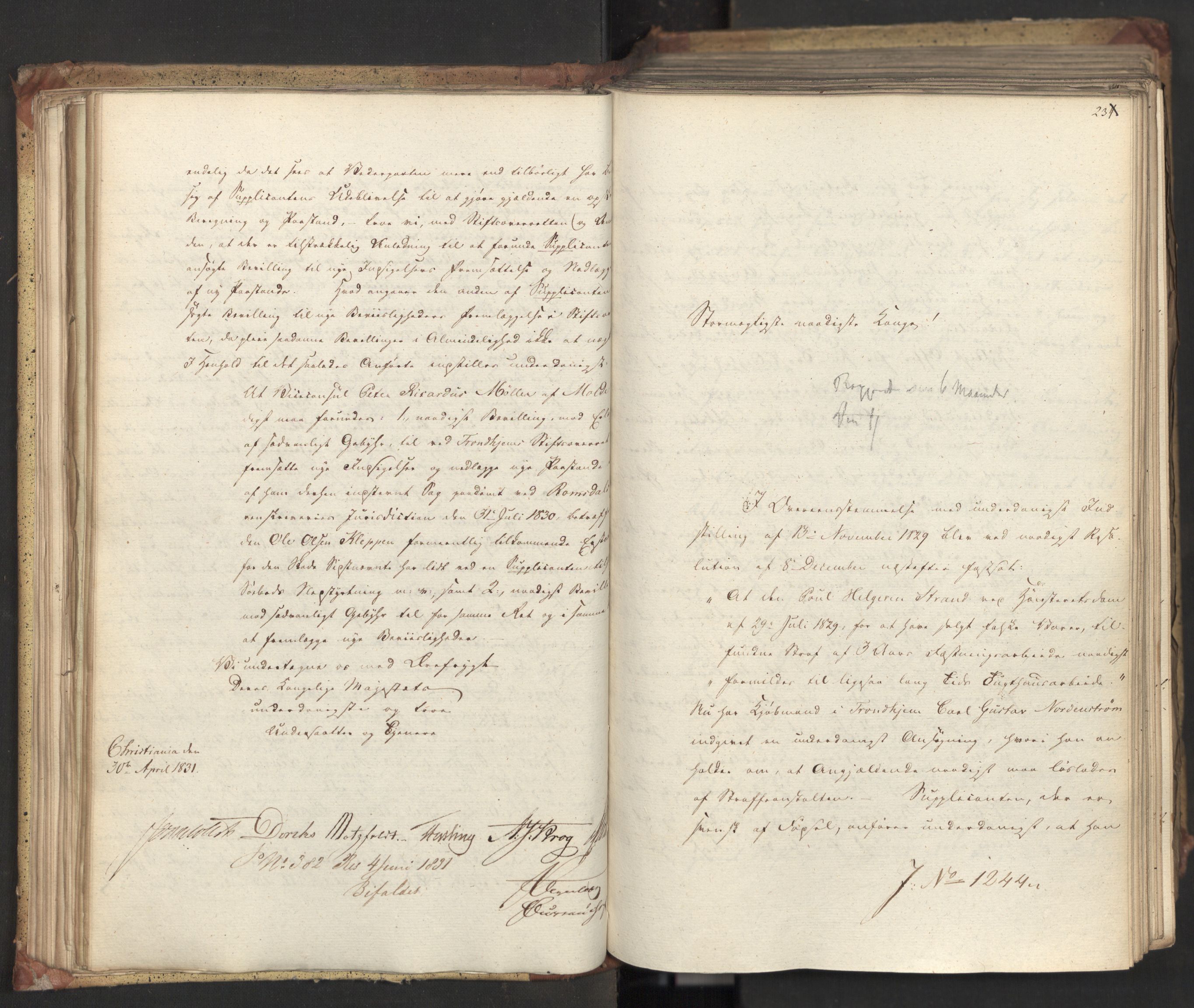 Statsrådsavdelingen i Stockholm, AV/RA-S-1003/D/Da/L0071: Regjeringsinnstillinger nr. 1222-1364, 1831, s. 68