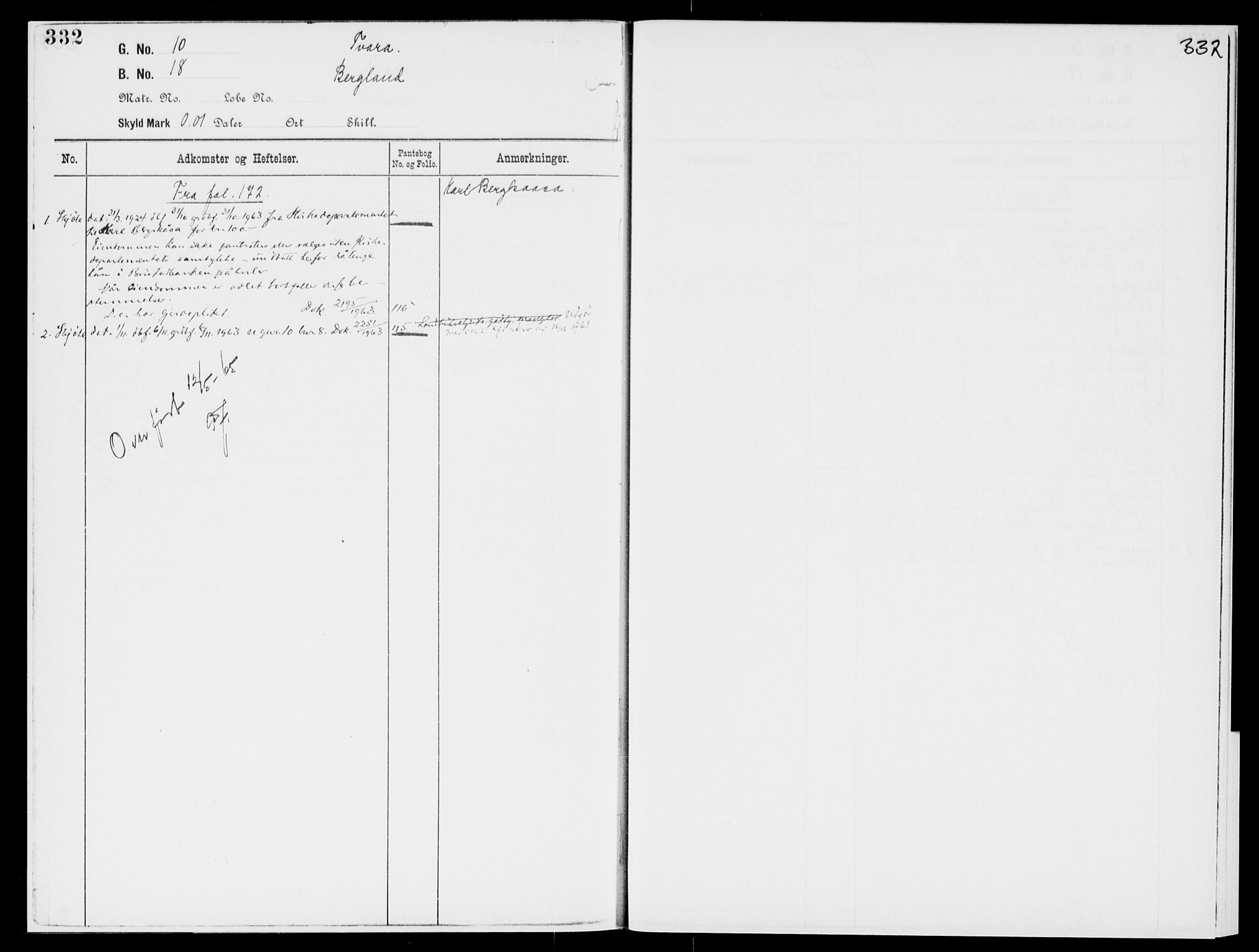 Nedre Telemark sorenskriveri, AV/SAKO-A-135/G/Gb/Gbg/L0001: Panteregister nr. VII 1, s. 332