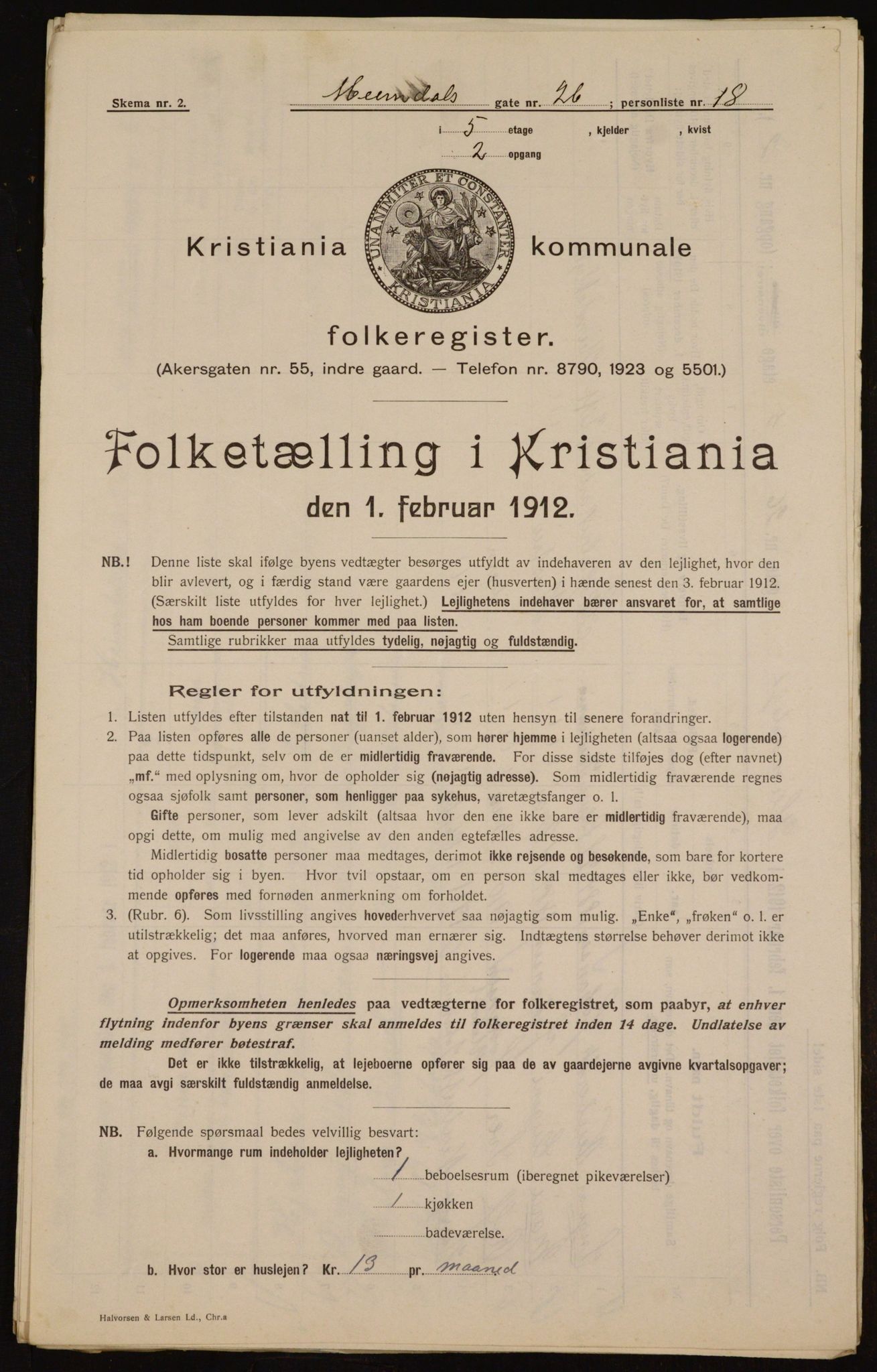 OBA, Kommunal folketelling 1.2.1912 for Kristiania, 1912, s. 37203