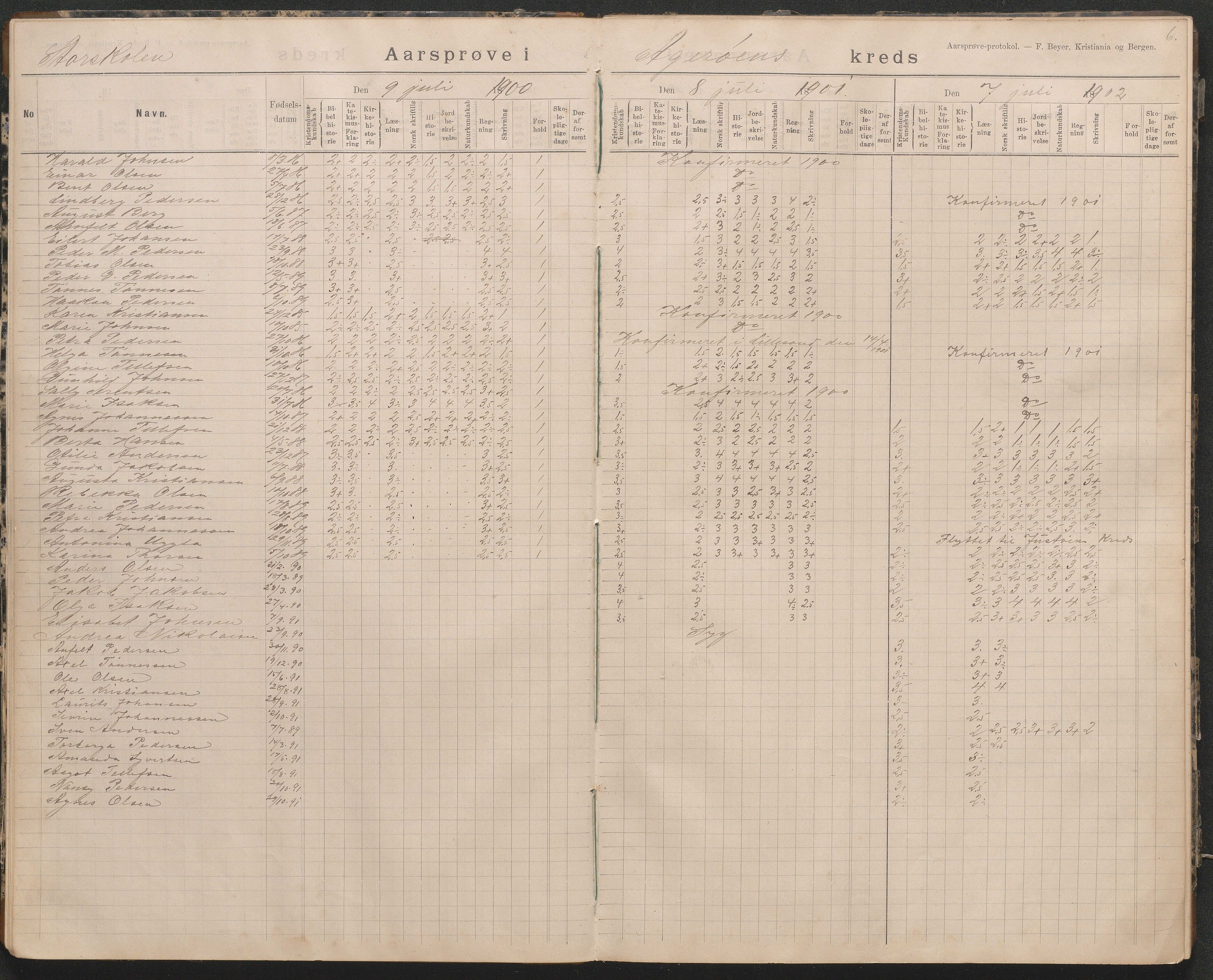 Høvåg kommune, AAKS/KA0927-PK/2/2/L0018: Åkerøy - Årsprøveprotokoll, 1894-1926, s. 6