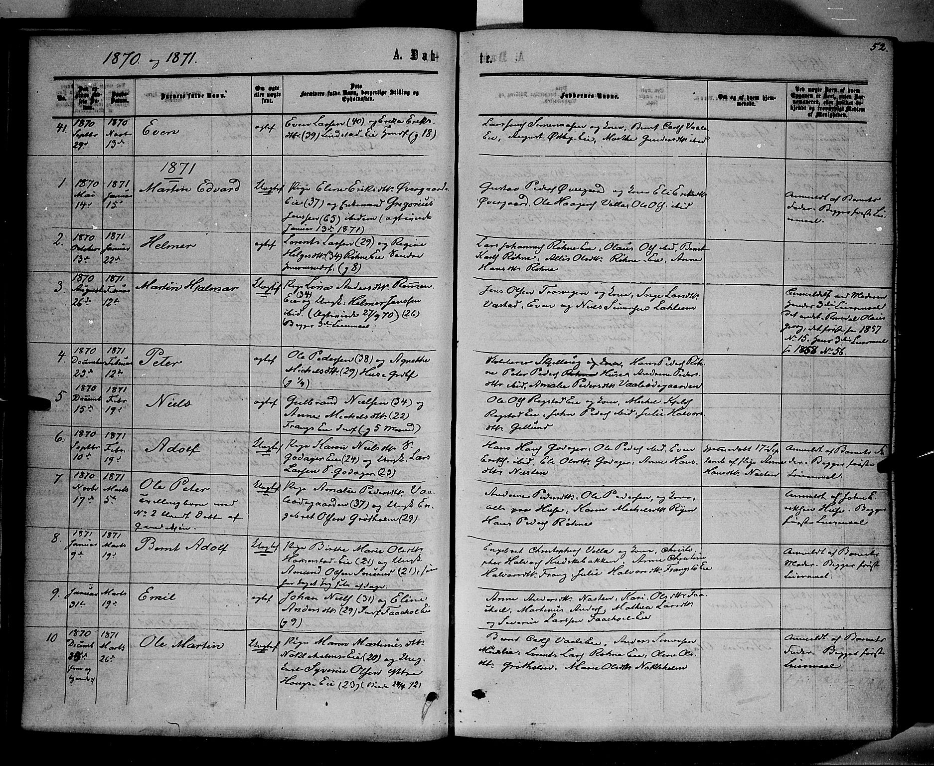 Stange prestekontor, AV/SAH-PREST-002/K/L0013: Ministerialbok nr. 13, 1862-1879, s. 52