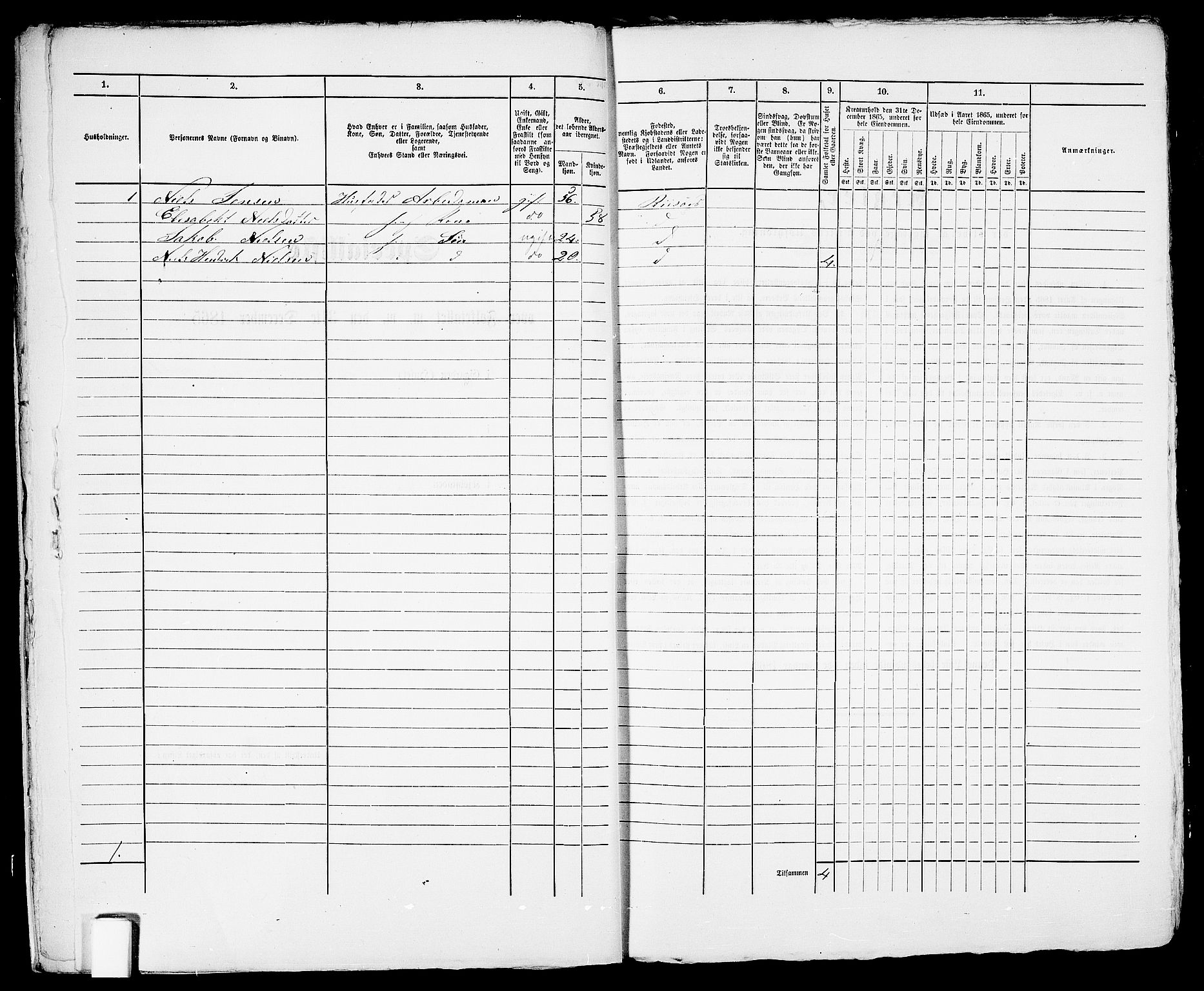 RA, Folketelling 1865 for 0901B Risør prestegjeld, Risør kjøpstad, 1865, s. 364