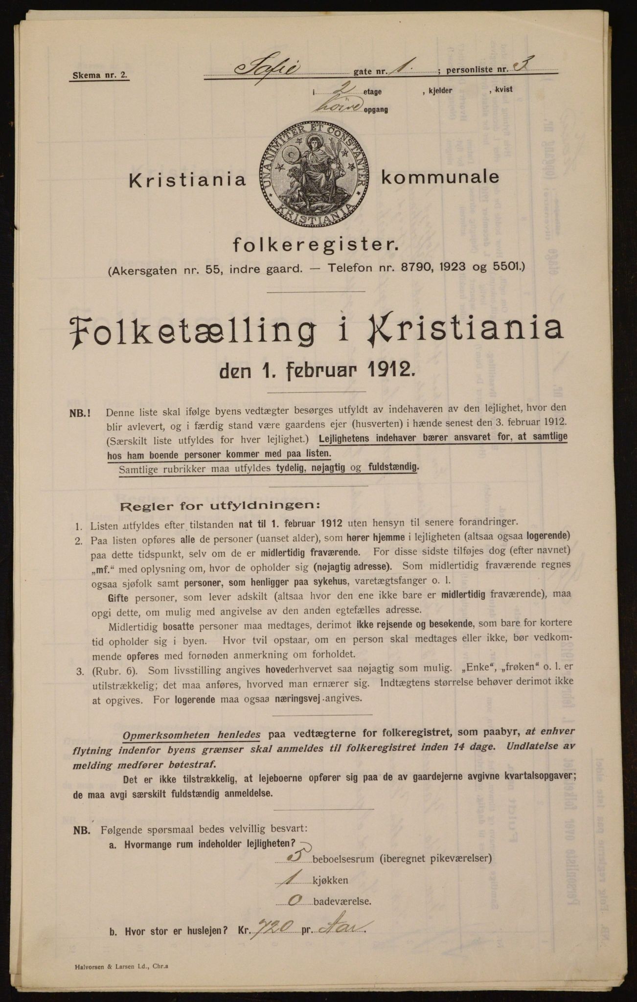 OBA, Kommunal folketelling 1.2.1912 for Kristiania, 1912, s. 98989