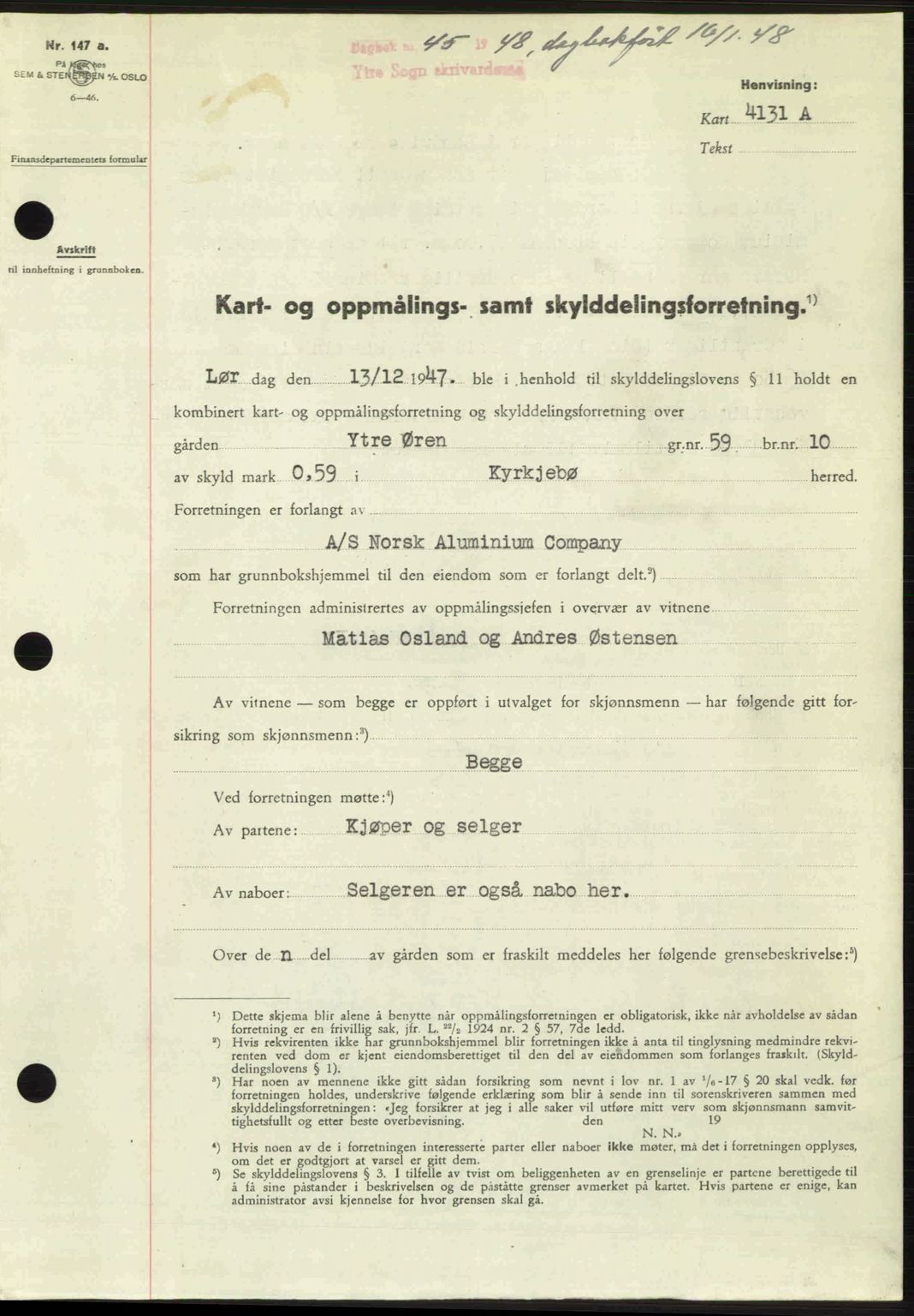 Ytre Sogn tingrett, SAB/A-2601/1/G/Gbb/L0005: Pantebok nr. A3 - A4 (B2), 1947-1948, Dagboknr: 45/1948