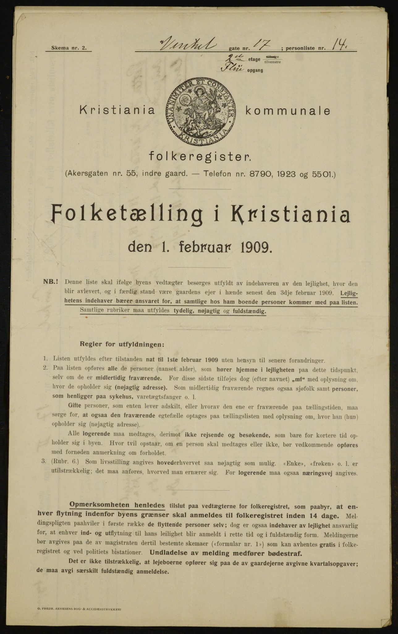 OBA, Kommunal folketelling 1.2.1909 for Kristiania kjøpstad, 1909, s. 112590