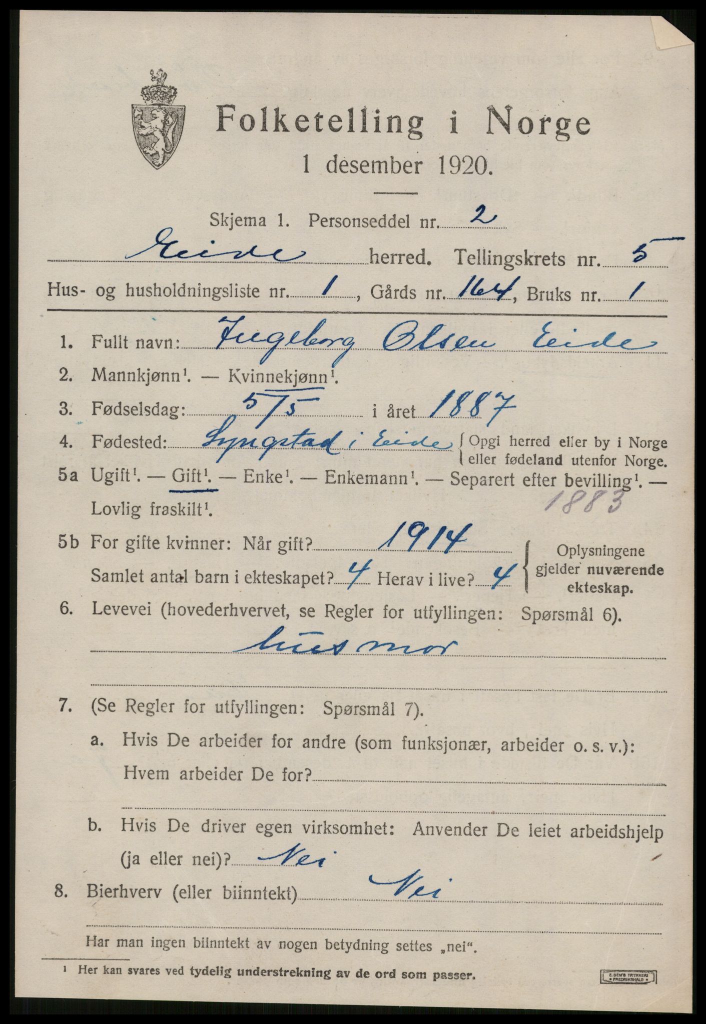 SAT, Folketelling 1920 for 1551 Eide herred, 1920, s. 2230