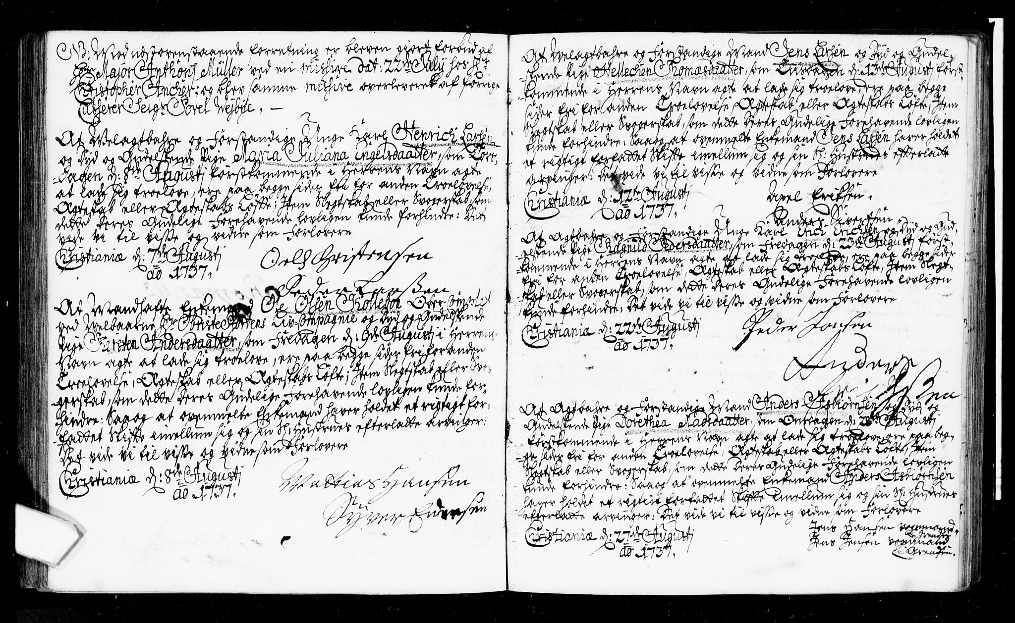 Oslo domkirke Kirkebøker, AV/SAO-A-10752/L/La/L0006: Forlovererklæringer nr. 6, 1731-1743