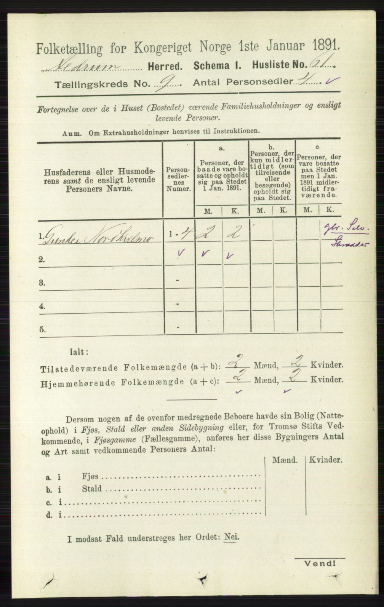 RA, Folketelling 1891 for 0727 Hedrum herred, 1891, s. 3909