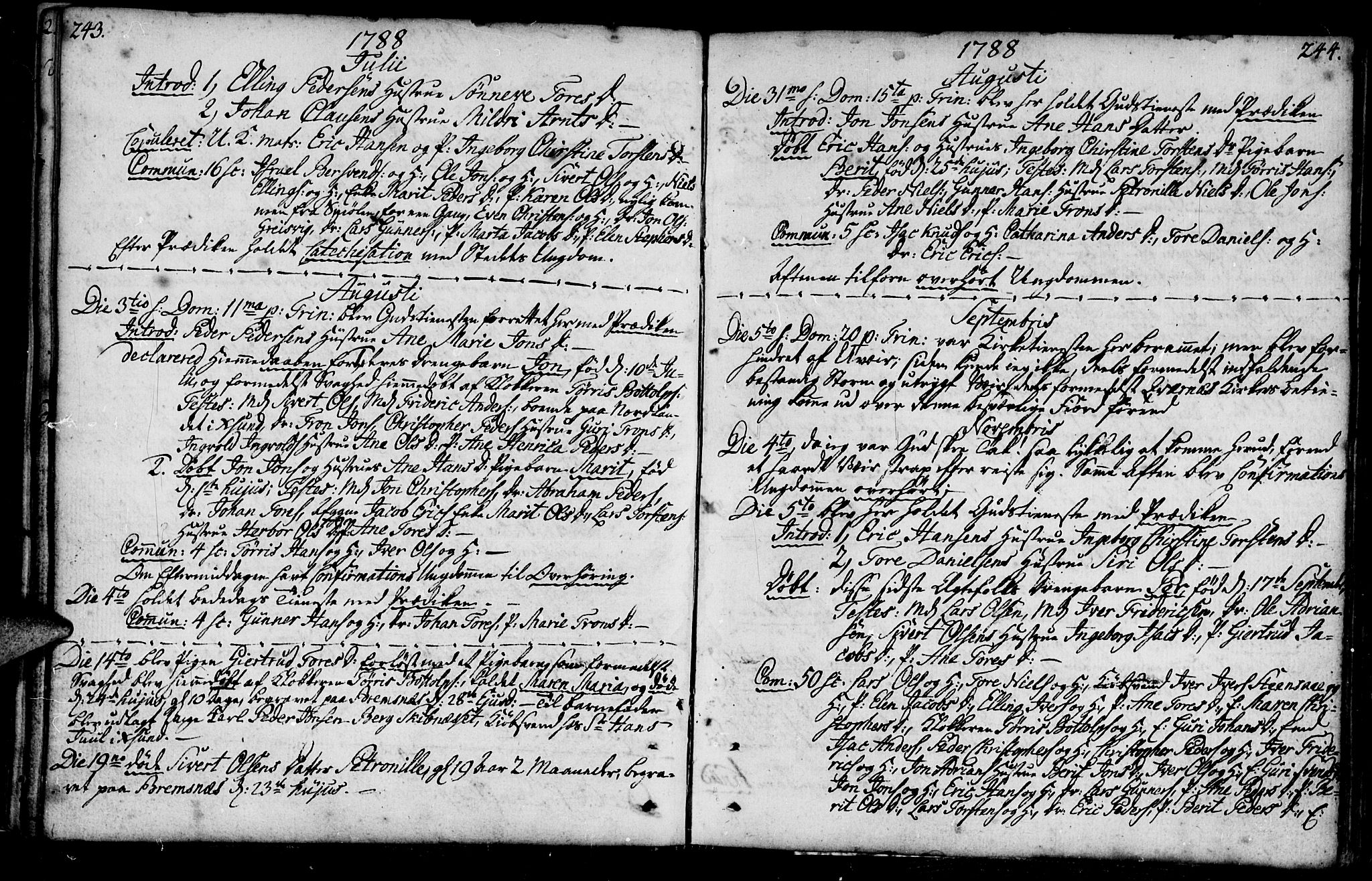 Ministerialprotokoller, klokkerbøker og fødselsregistre - Møre og Romsdal, AV/SAT-A-1454/574/L0876: Ministerialbok nr. 574A02, 1754-1814, s. 243-244