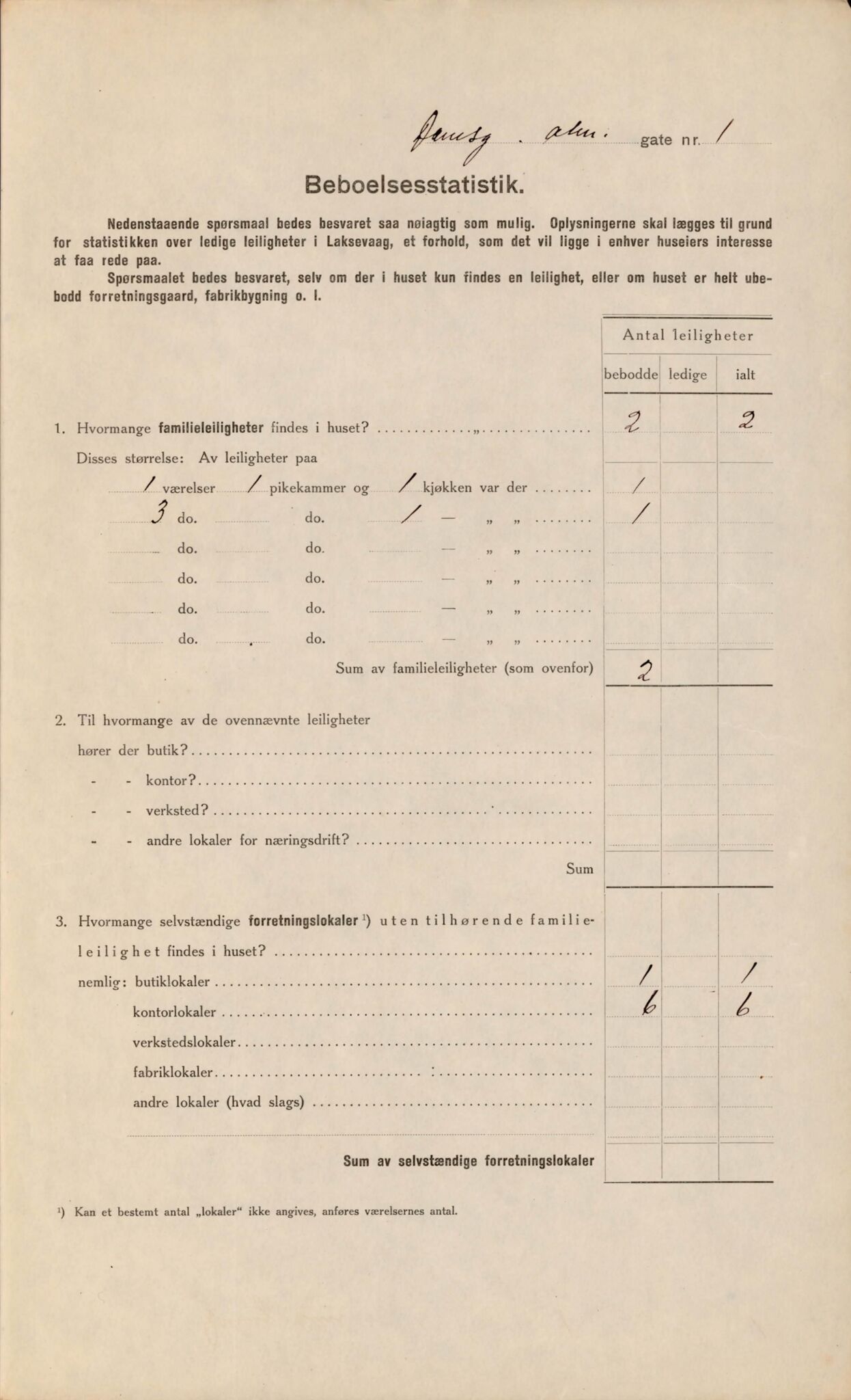 Laksevåg kommune. Folkeregisteret, BBA/A-1586/E/Ea/L0001: Folketellingskjema 1920, 1920, s. 77