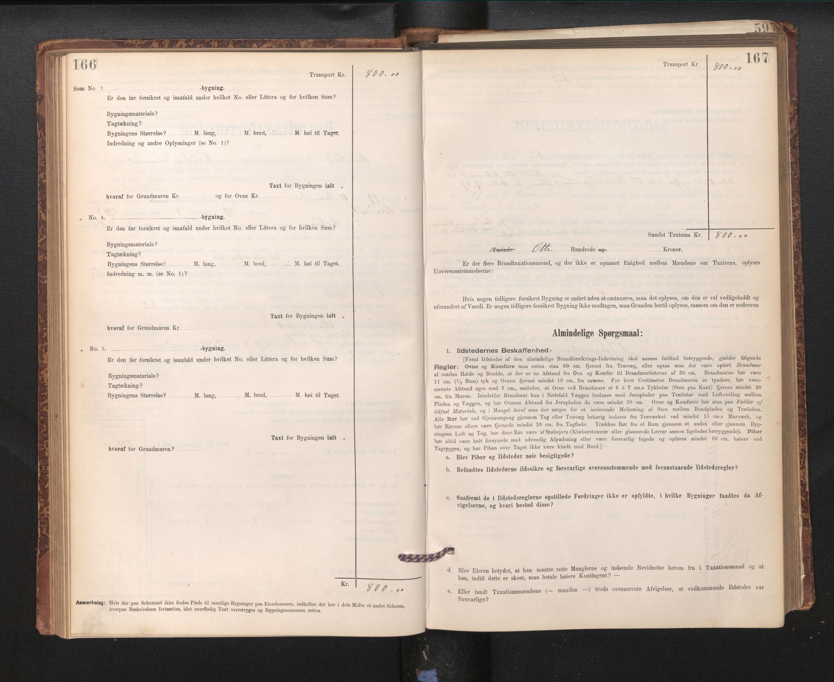 Lensmannen i Årstad, AV/SAB-A-36201/0012/L0011: Branntakstprotokoll,skjematakst, 1895-1901, s. 166-167