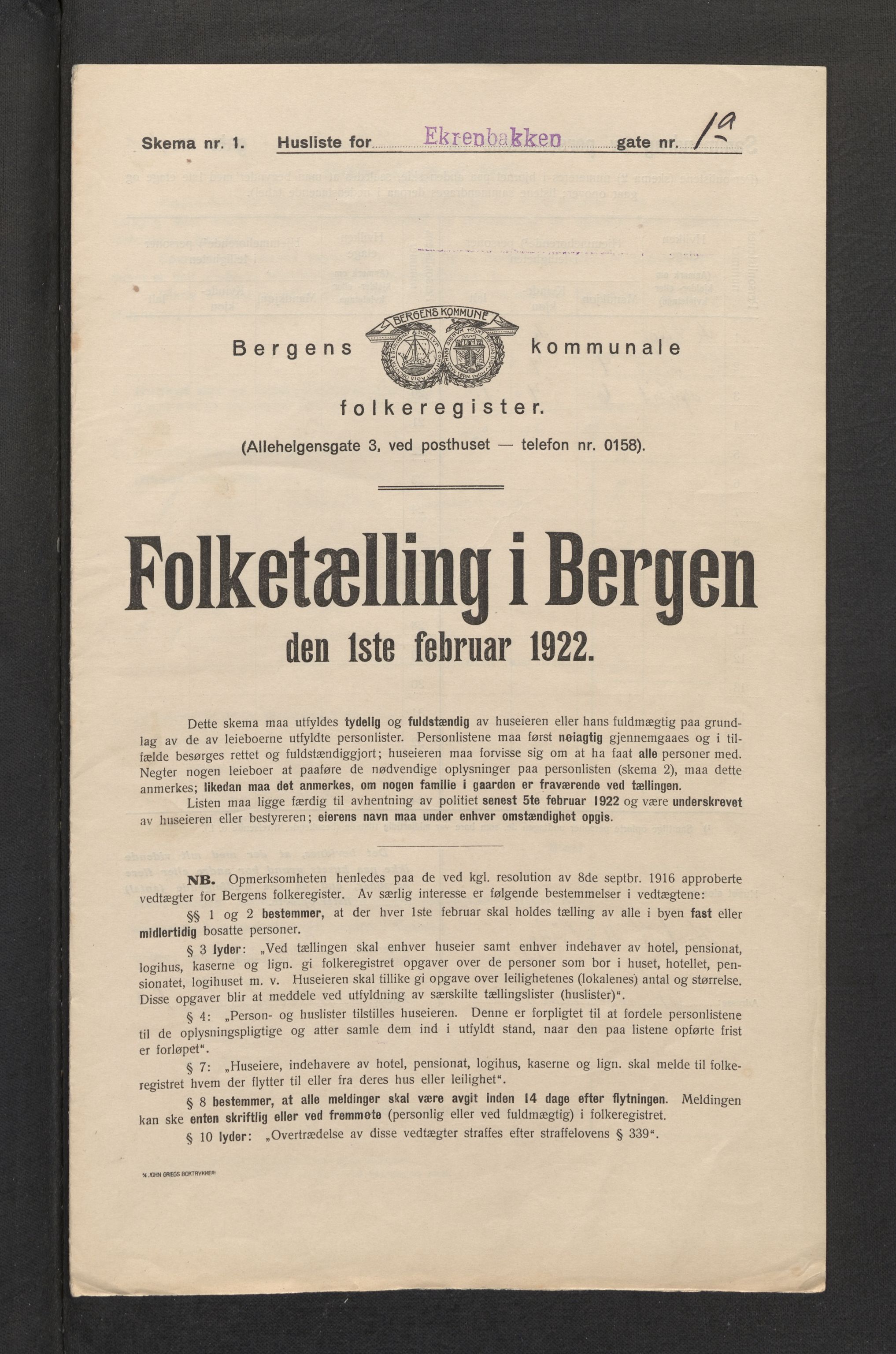 SAB, Kommunal folketelling 1922 for Bergen kjøpstad, 1922, s. 6638