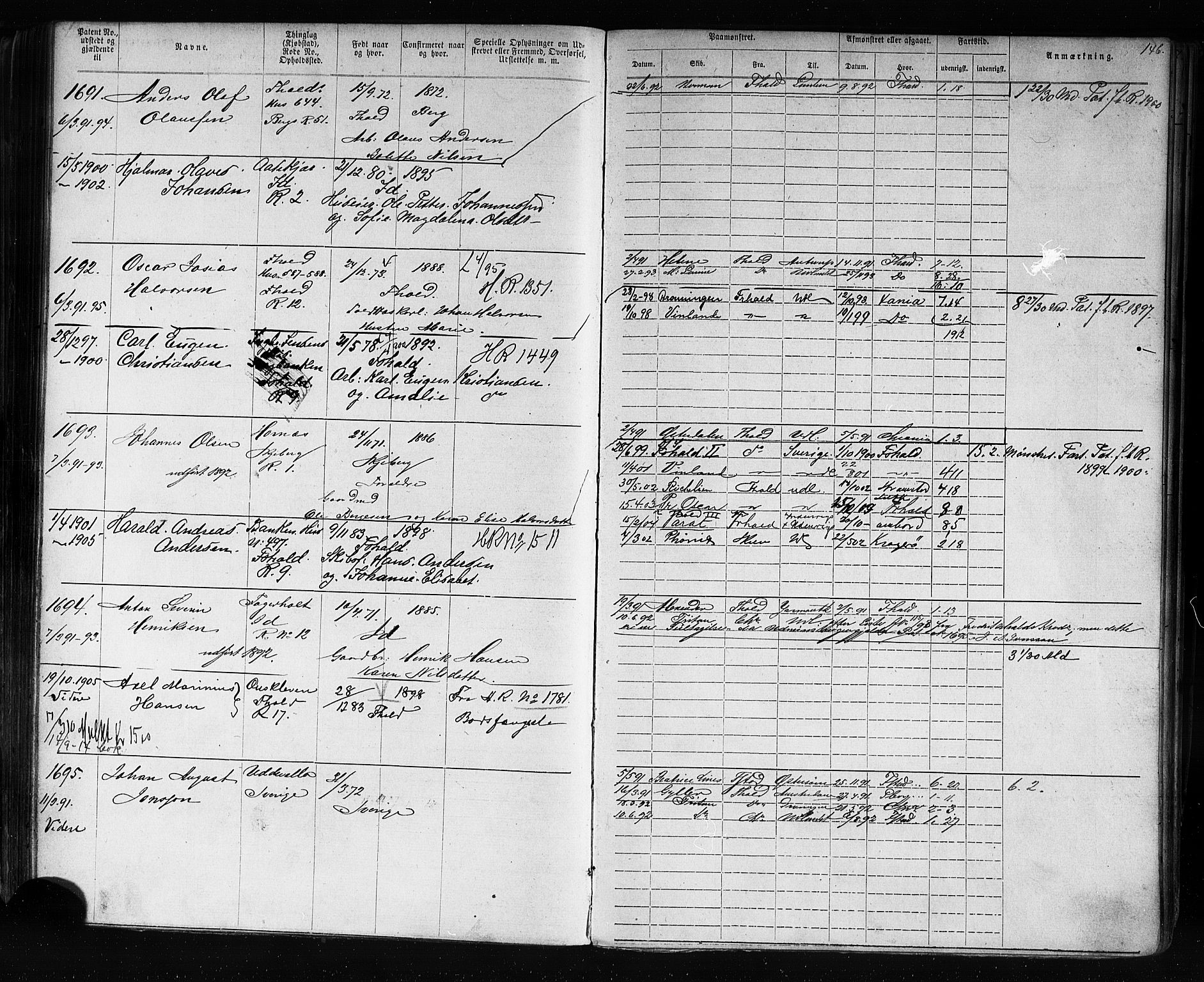 Halden mønstringskontor, AV/SAO-A-10569a/F/Fc/Fca/L0005: Annotasjonsrulle, 1875-1910, s. 151