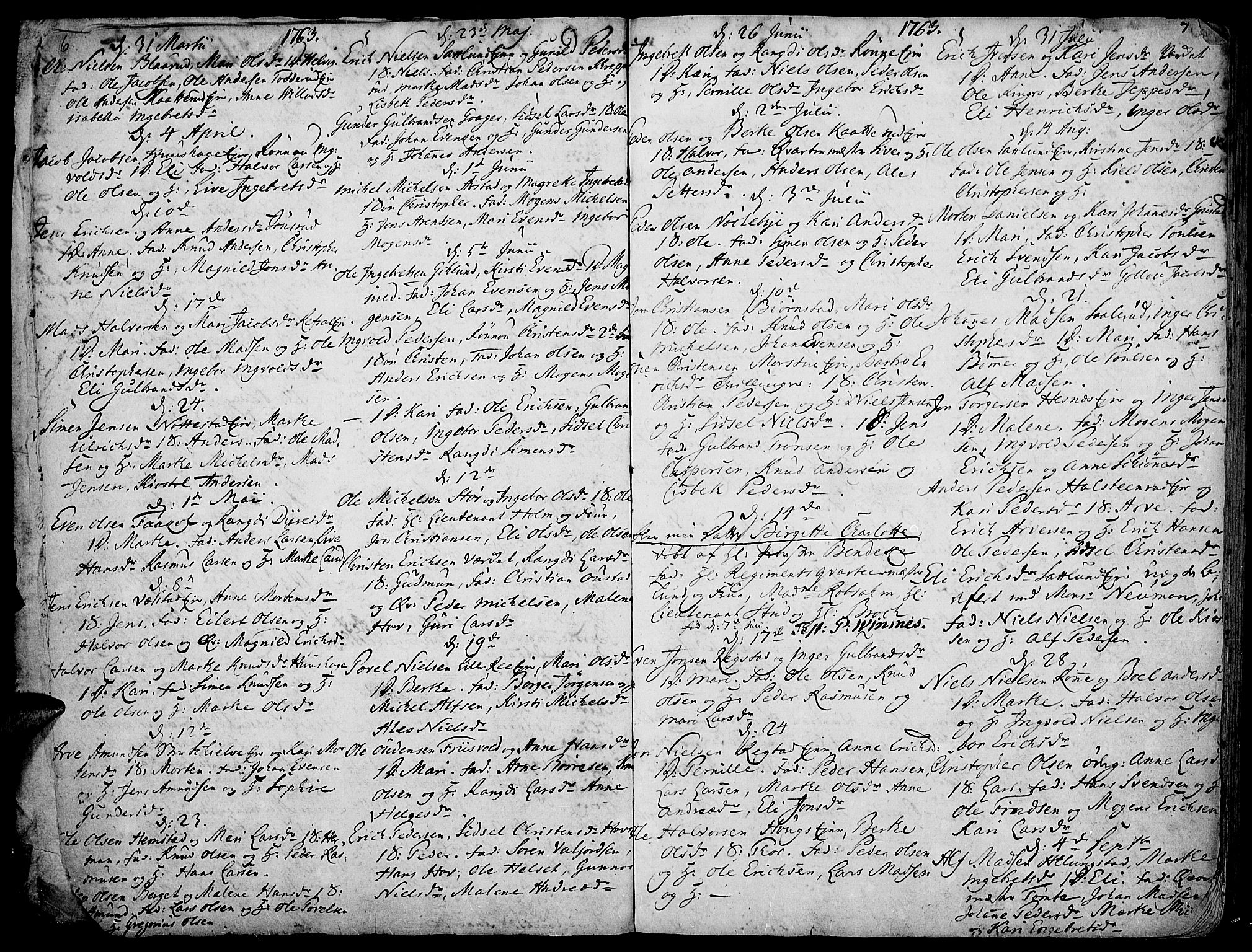 Stange prestekontor, AV/SAH-PREST-002/K/L0006: Ministerialbok nr. 6, 1762-1787, s. 6-7