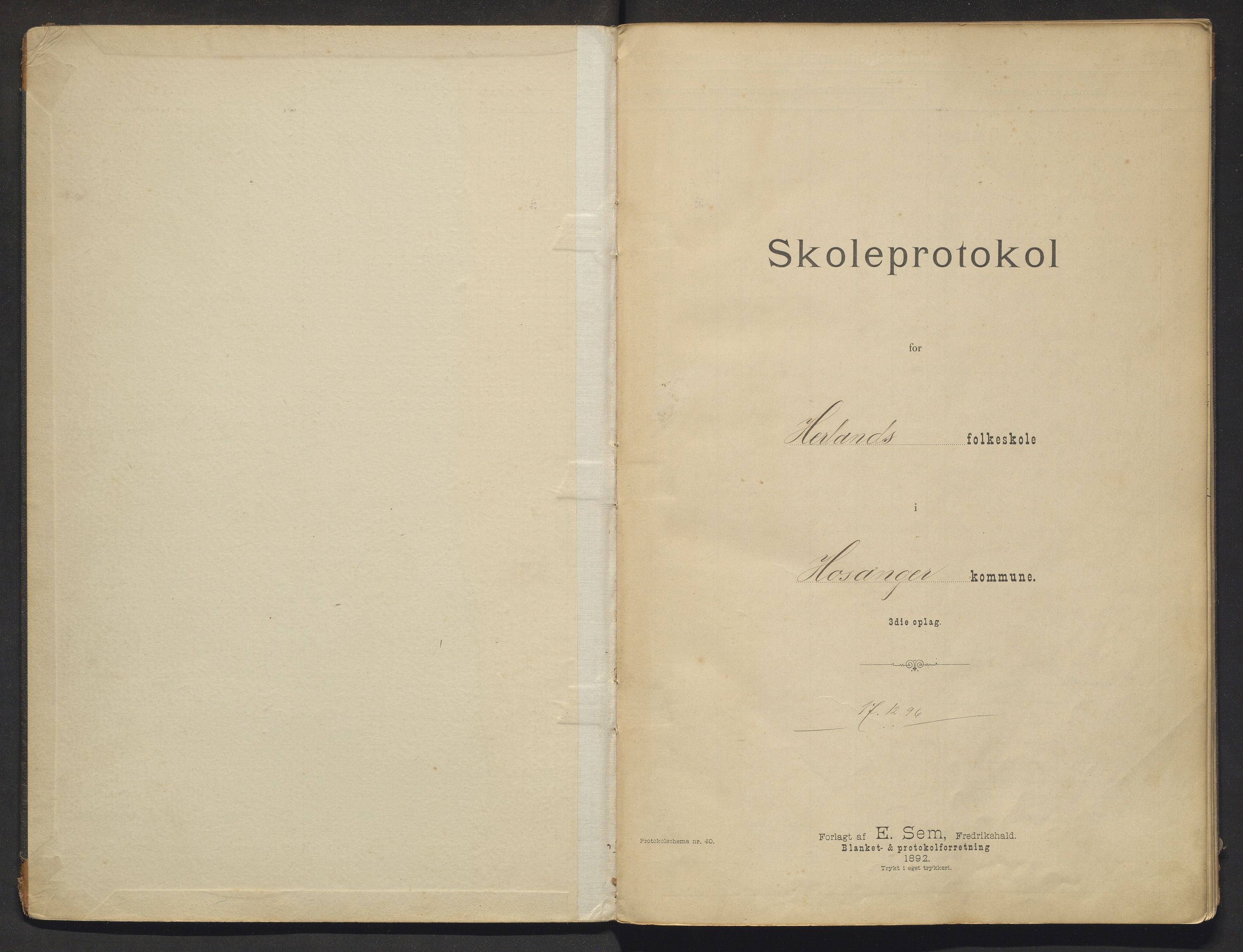 Hosanger kommune. Barneskulane, IKAH/1253a-231/F/Fa/L0024: Skuleprotokoll for Herland skule , 1897-1907