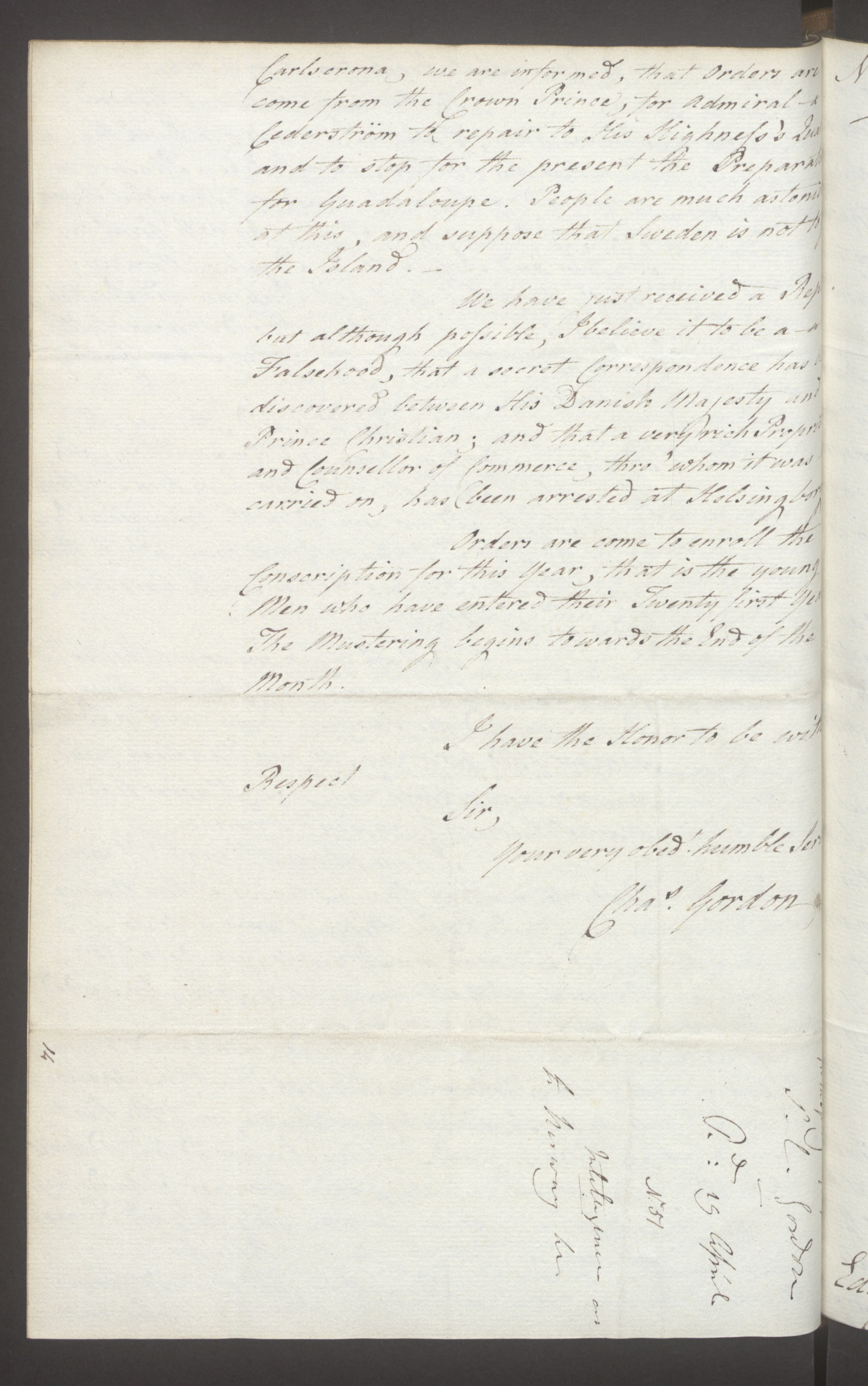 Foreign Office*, UKA/-/FO 38/16: Sir C. Gordon. Reports from Malmö, Jonkoping, and Helsingborg, 1814, s. 33