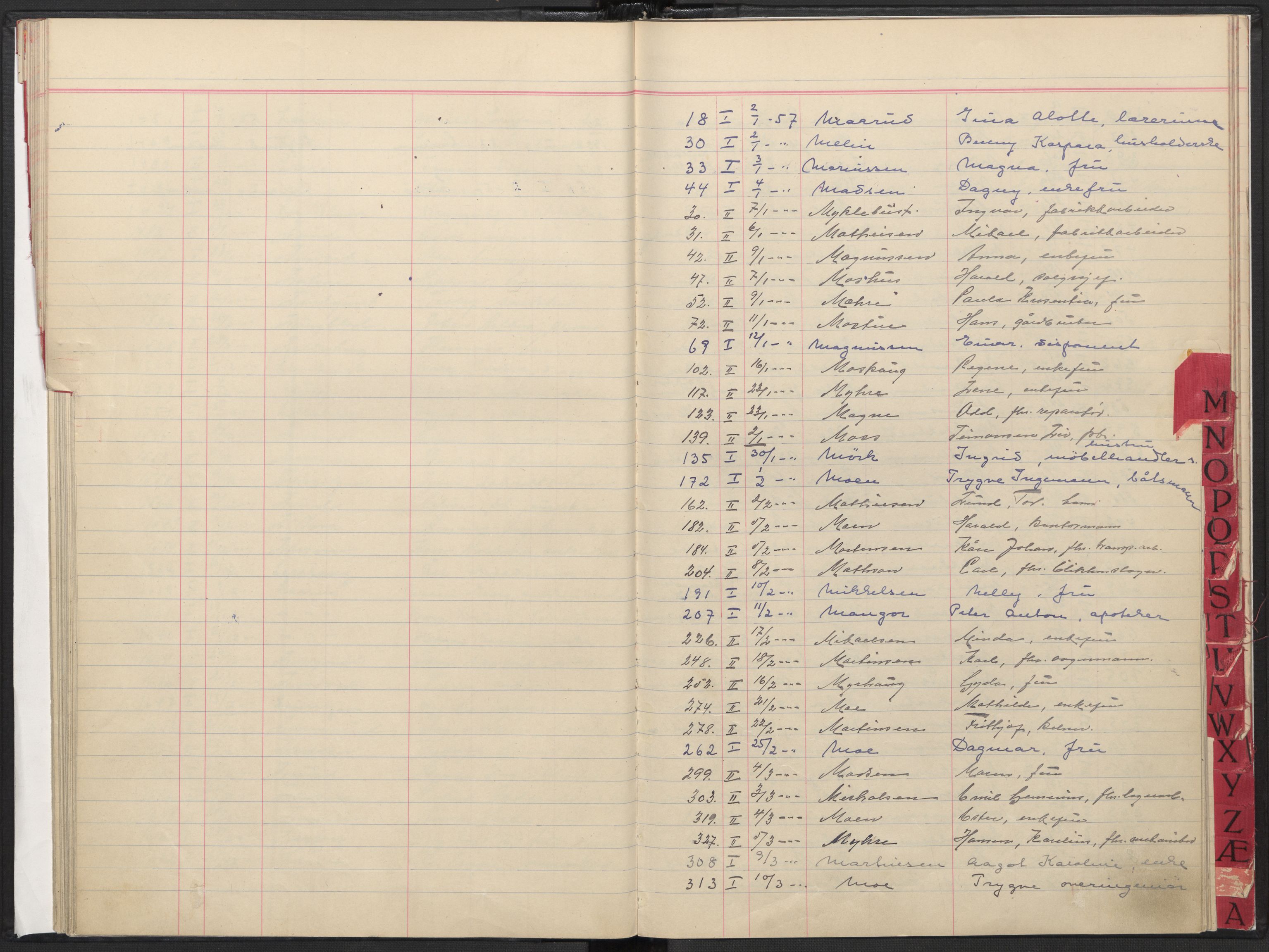 Oslo skifterett, AV/SAO-A-10383/F/Fa/Faa/L0057: Register til dødsfallsprotokollene, 1957