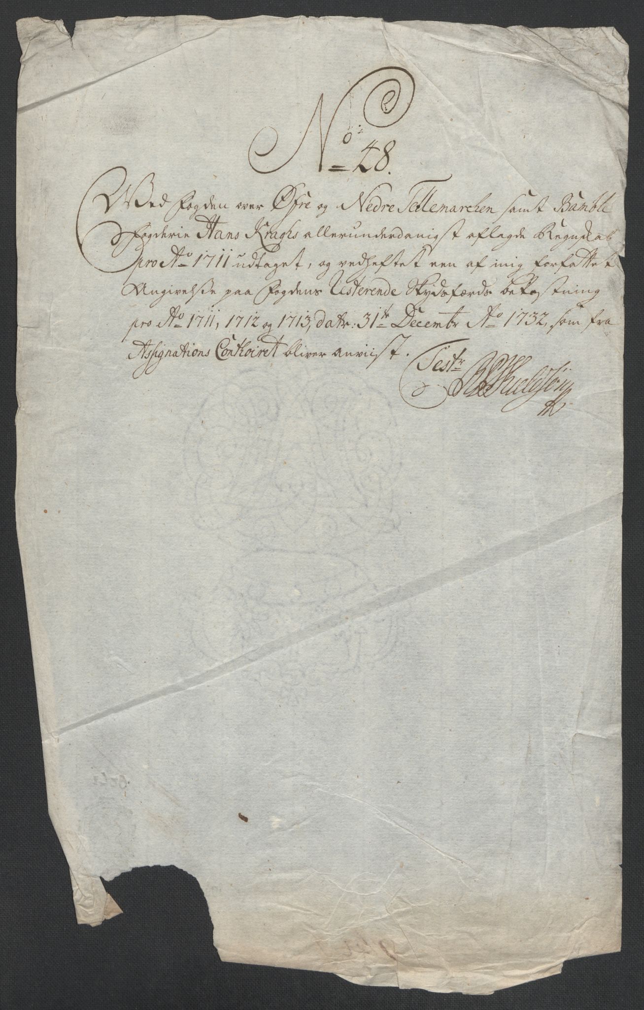 Rentekammeret inntil 1814, Reviderte regnskaper, Fogderegnskap, RA/EA-4092/R36/L2120: Fogderegnskap Øvre og Nedre Telemark og Bamble, 1711, s. 365