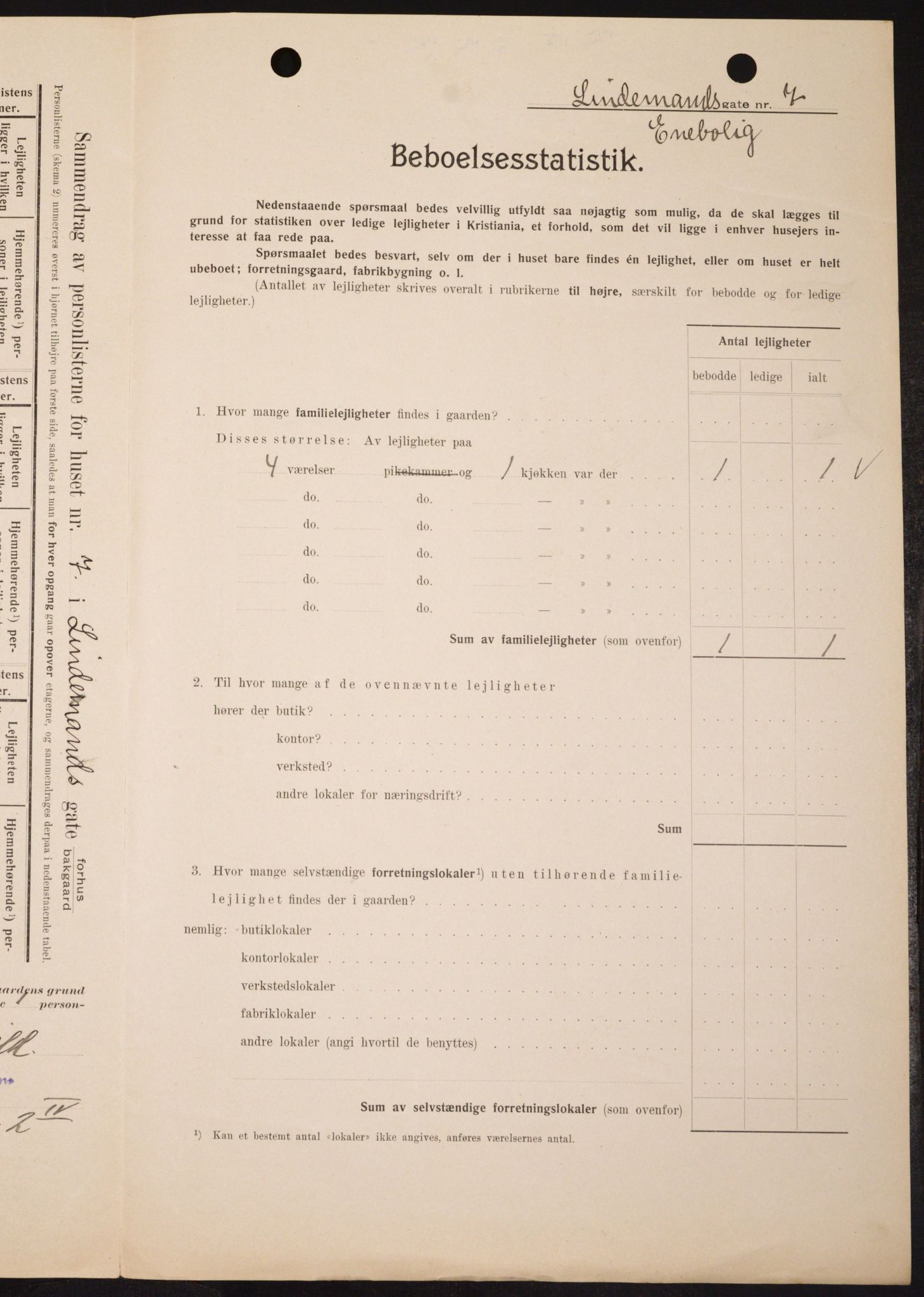 OBA, Kommunal folketelling 1.2.1909 for Kristiania kjøpstad, 1909, s. 52596