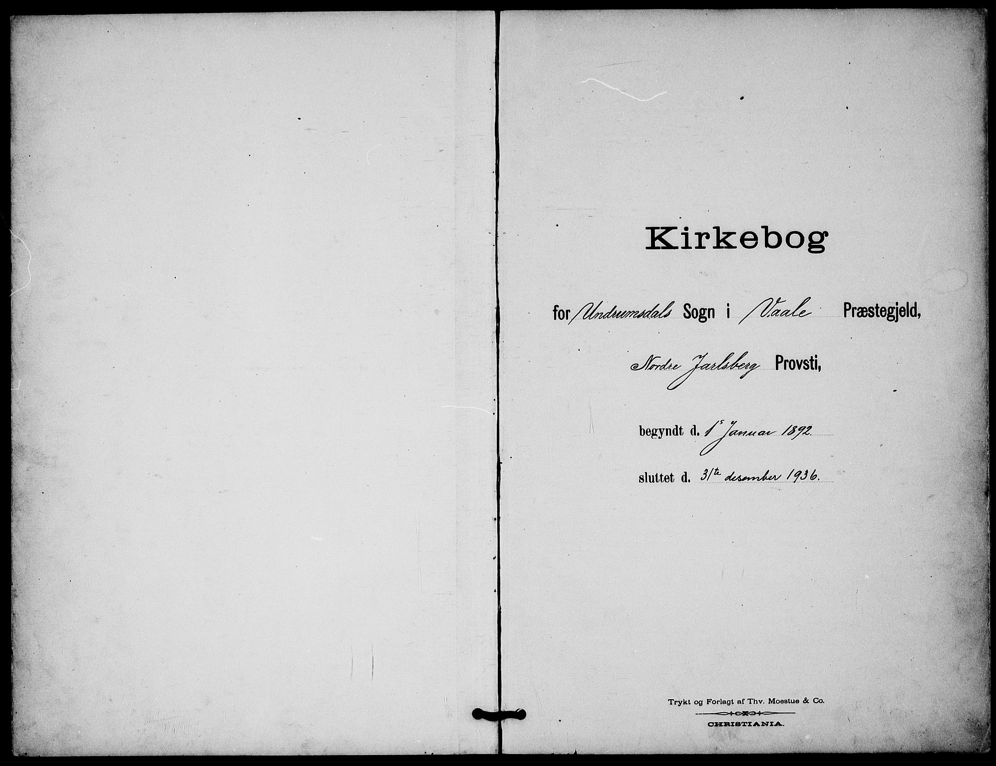Våle kirkebøker, SAKO/A-334/G/Gb/L0002: Klokkerbok nr. II 2, 1892-1936