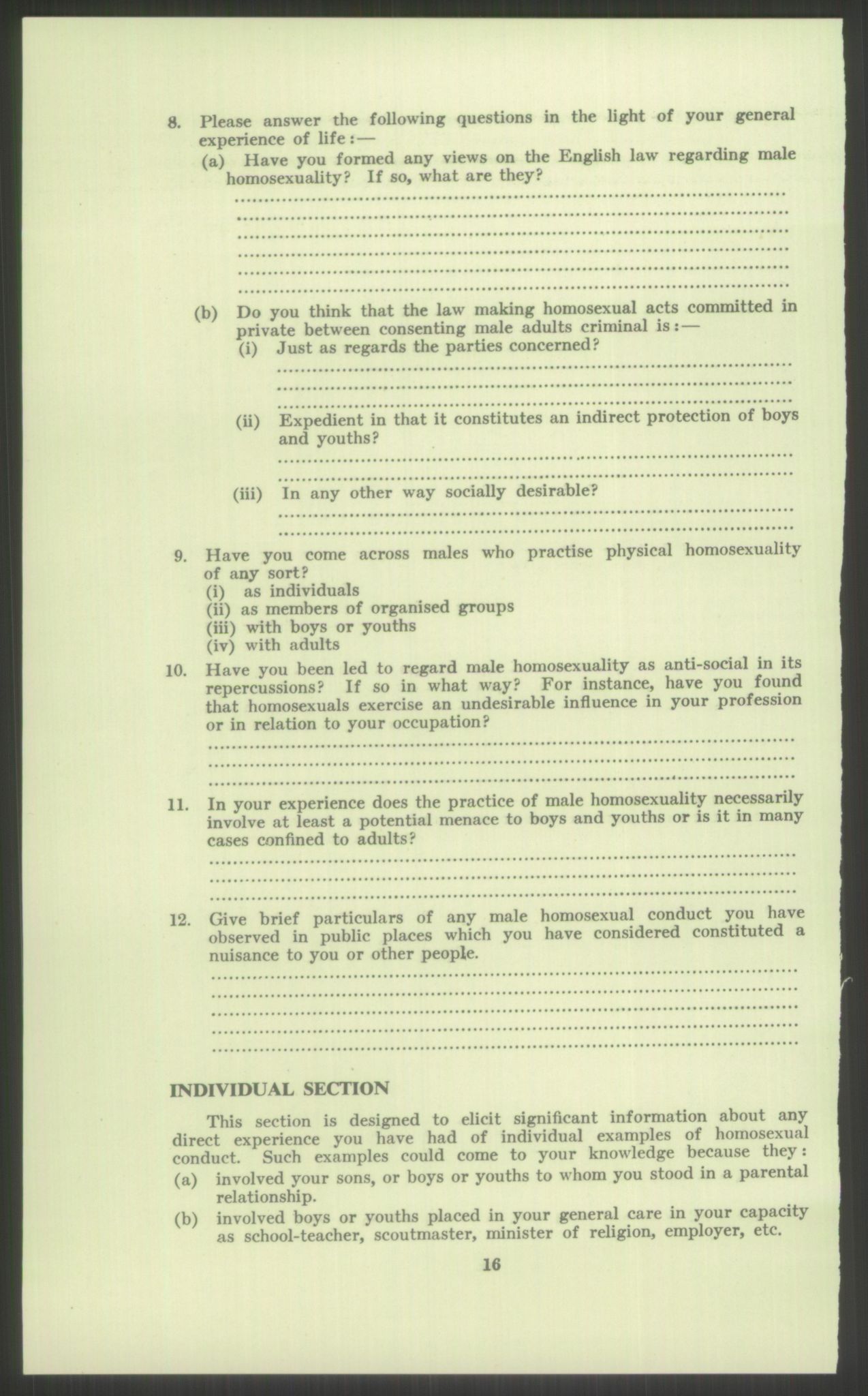 Justisdepartementet, Lovavdelingen, AV/RA-S-3212/D/De/L0029/0001: Straffeloven / Straffelovens revisjon: 5 - Ot. prp. nr.  41 - 1945: Homoseksualiet. 3 mapper, 1956-1970, s. 112