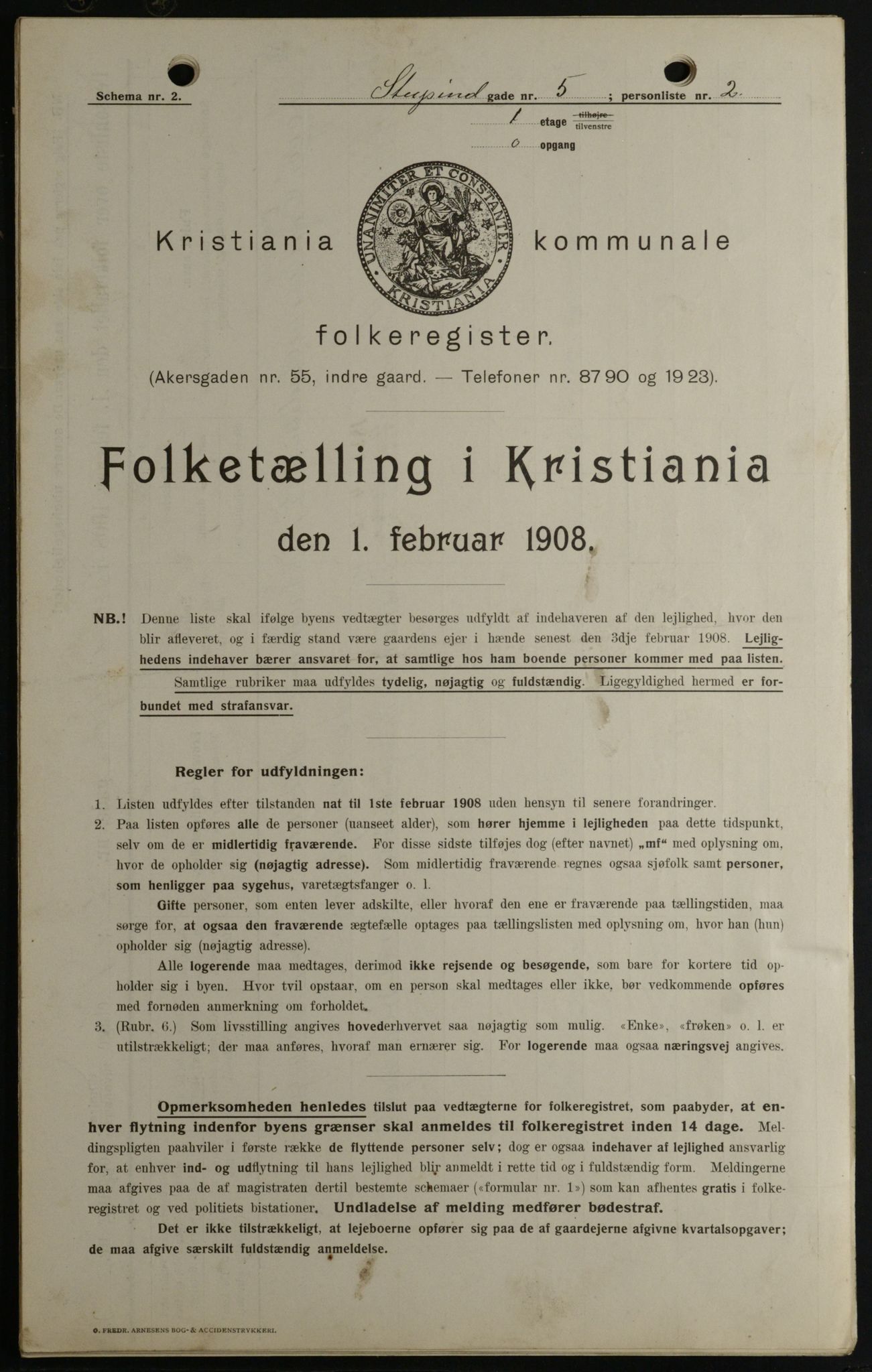OBA, Kommunal folketelling 1.2.1908 for Kristiania kjøpstad, 1908, s. 94035