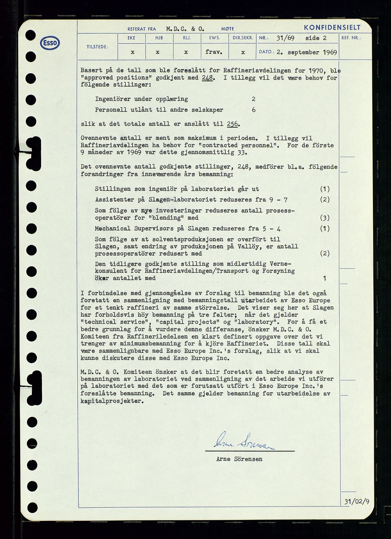 Pa 0982 - Esso Norge A/S, SAST/A-100448/A/Aa/L0003/0001: Den administrerende direksjon Board minutes (styrereferater) og Bedriftforsamlingsprotokoll / Den administrerende direksjon Board minutes (styrereferater), 1969, s. 175