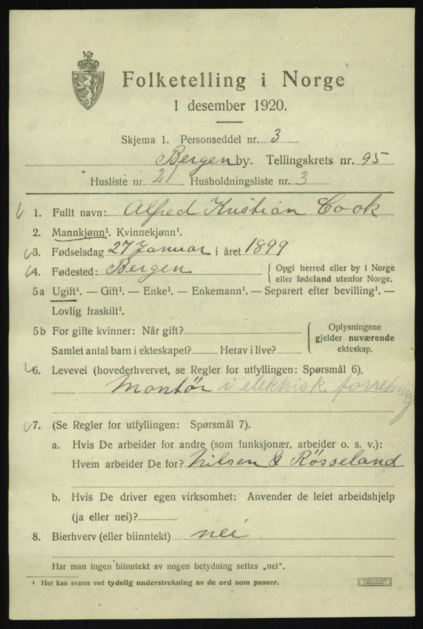 SAB, Folketelling 1920 for 1301 Bergen kjøpstad, 1920, s. 169809