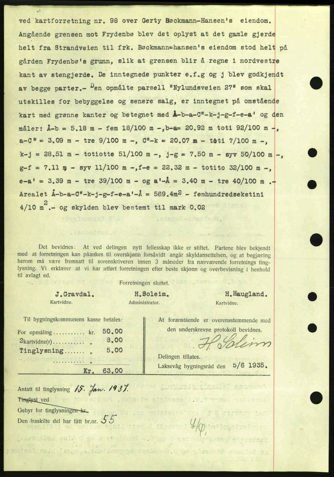 Midhordland sorenskriveri, SAB/A-3001/1/G/Gb/Gbk/L0001: Pantebok nr. A1-6, 1936-1937, Dagboknr: 158/1937