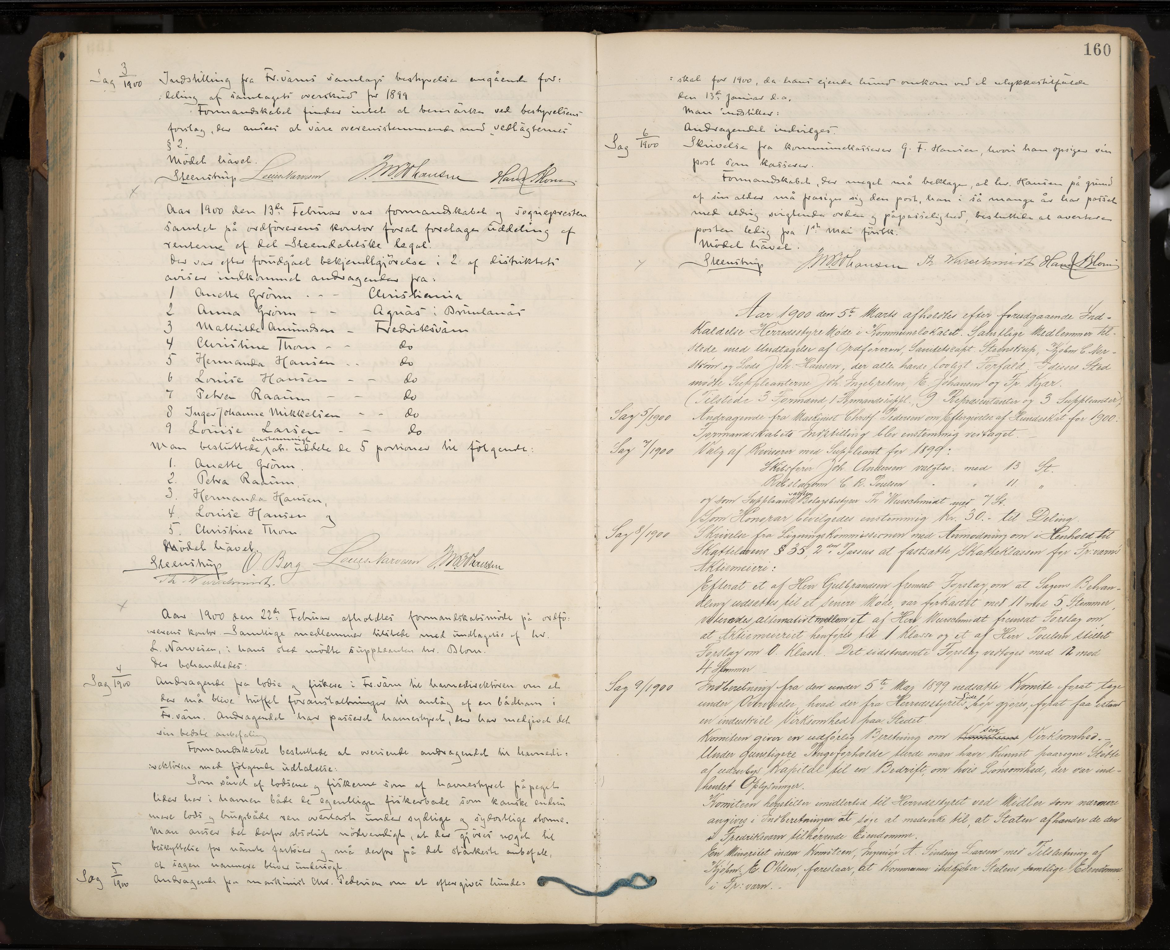 Stavern formannskap og sentraladministrasjon, IKAK/0708021/A/Aa/L0004: Møtebok med register, 1891-1905, s. 160