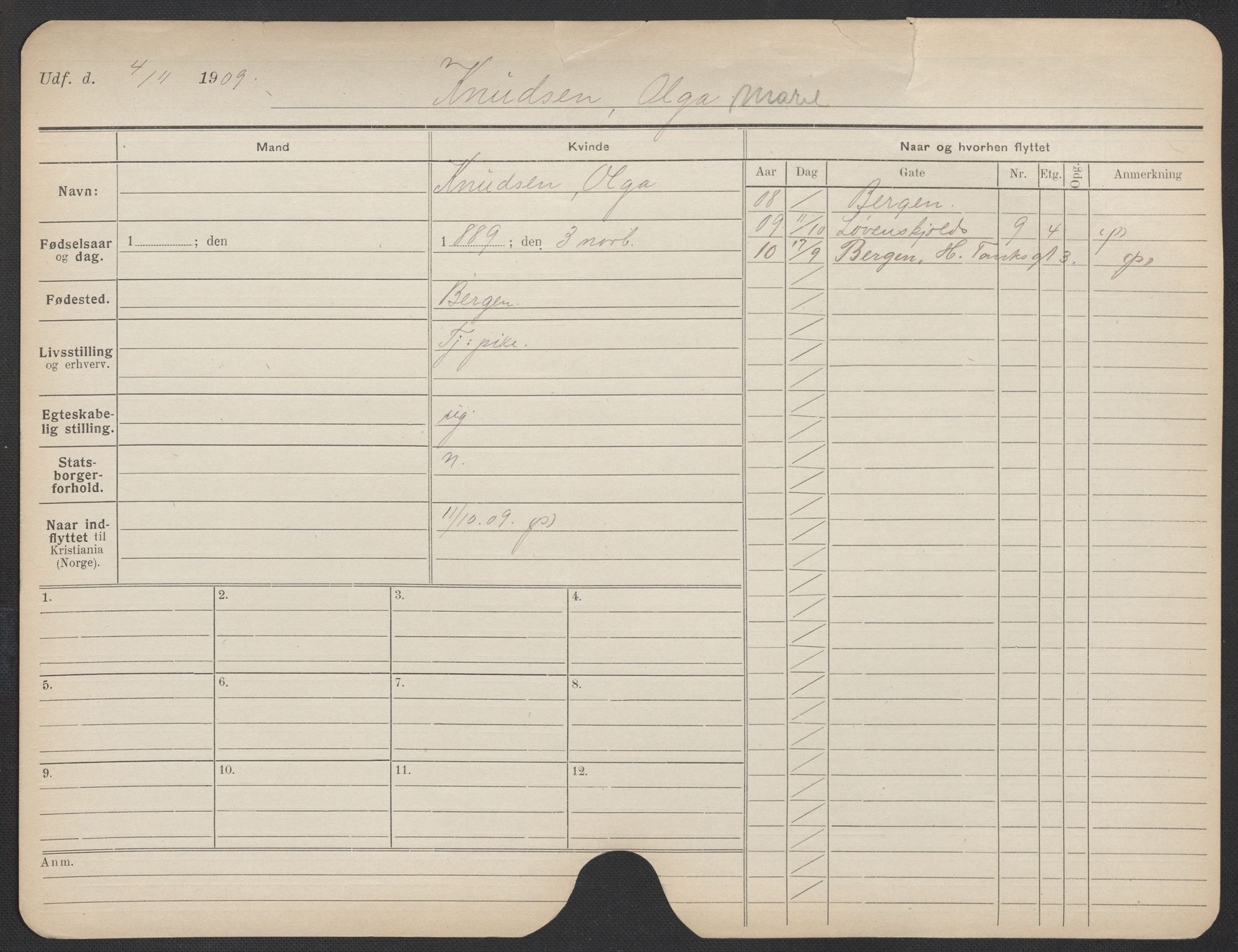 Oslo folkeregister, Registerkort, AV/SAO-A-11715/F/Fa/Fac/L0018: Kvinner, 1906-1914, s. 1275a