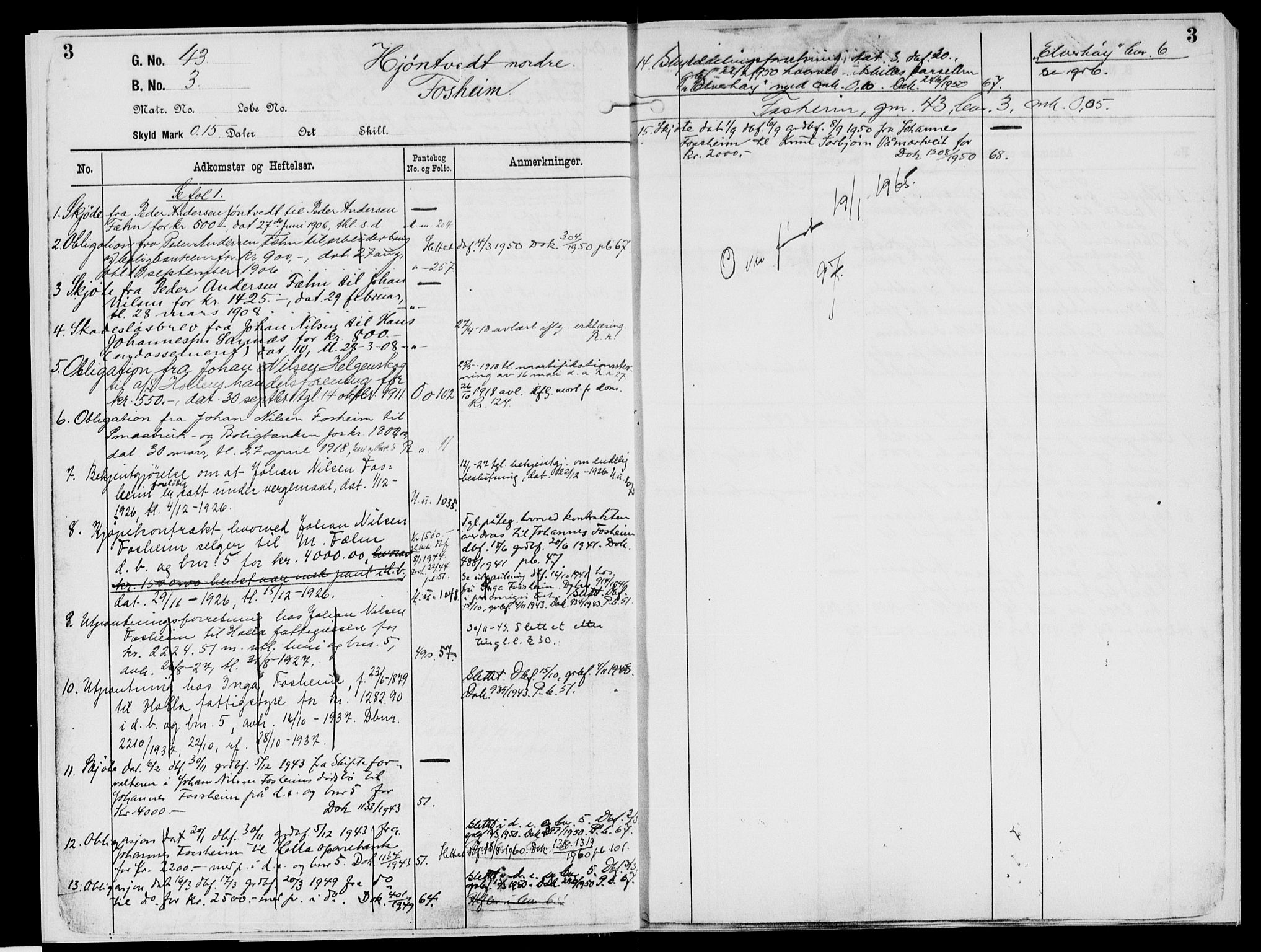 Nedre Telemark sorenskriveri, AV/SAKO-A-135/G/Gb/Gbg/L0003: Panteregister nr. VII 3, s. 3