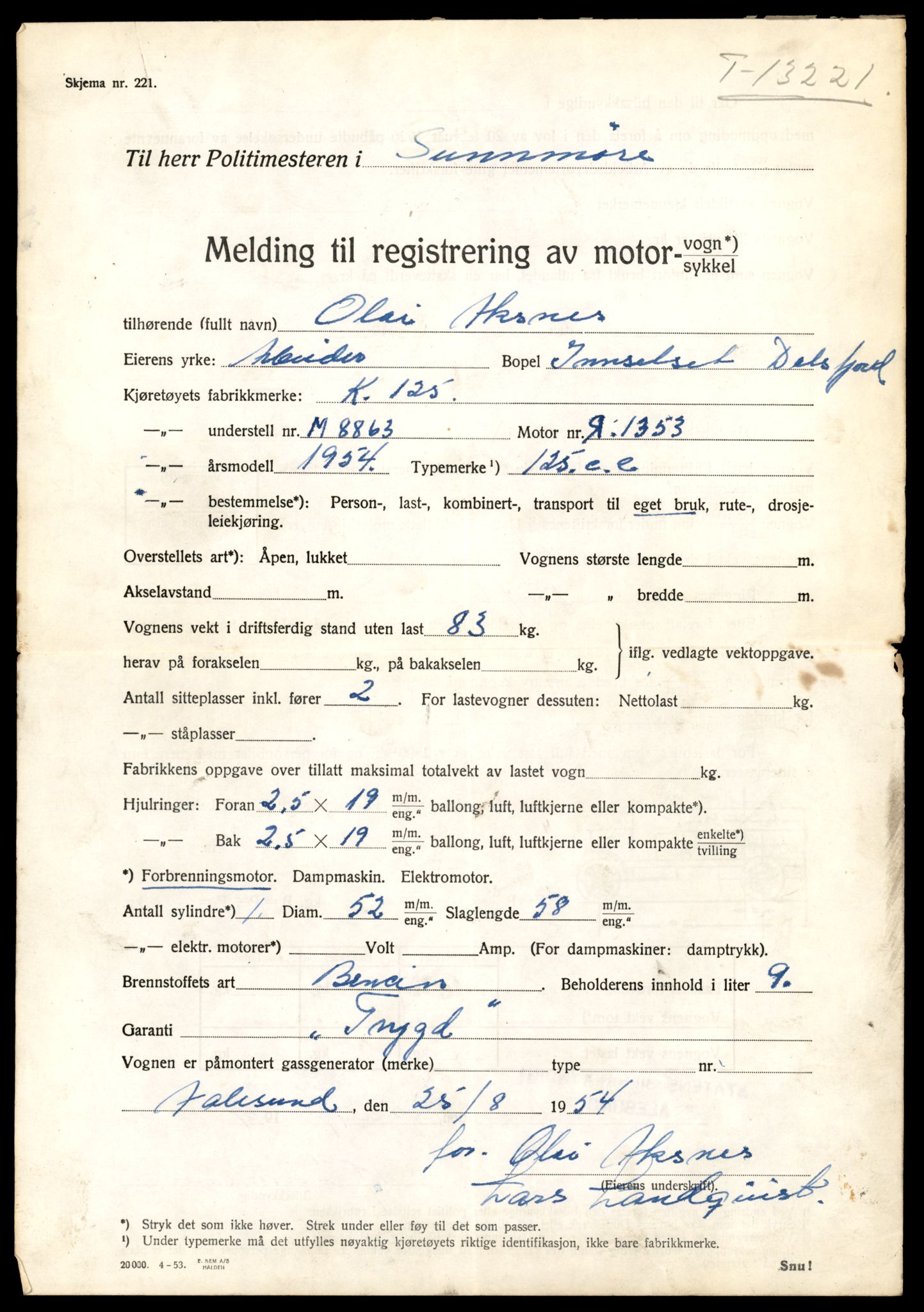 Møre og Romsdal vegkontor - Ålesund trafikkstasjon, AV/SAT-A-4099/F/Fe/L0038: Registreringskort for kjøretøy T 13180 - T 13360, 1927-1998, s. 691