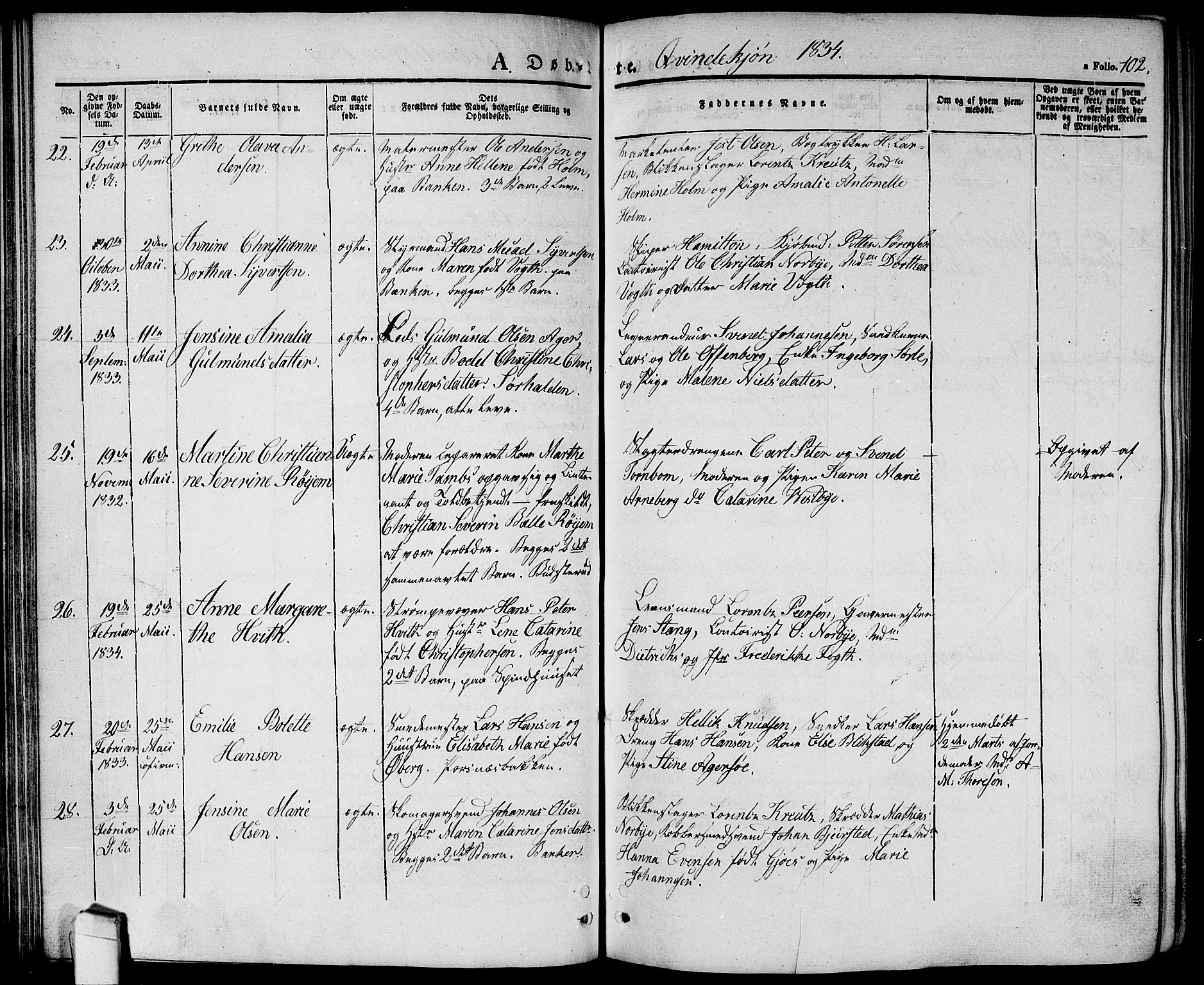Halden prestekontor Kirkebøker, AV/SAO-A-10909/G/Ga/L0003: Klokkerbok nr. 3, 1834-1844, s. 102