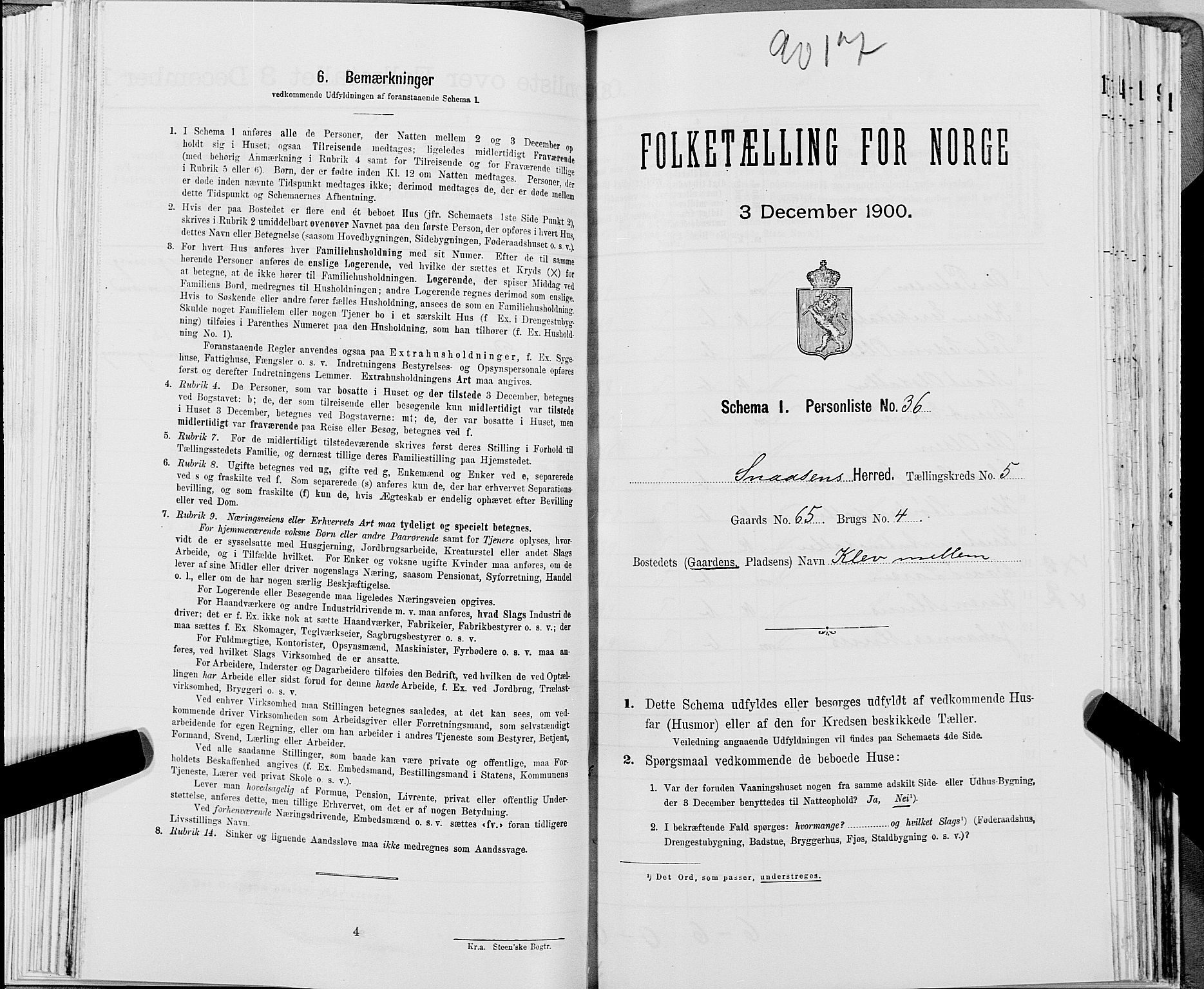 SAT, Folketelling 1900 for 1736 Snåsa herred, 1900, s. 1232