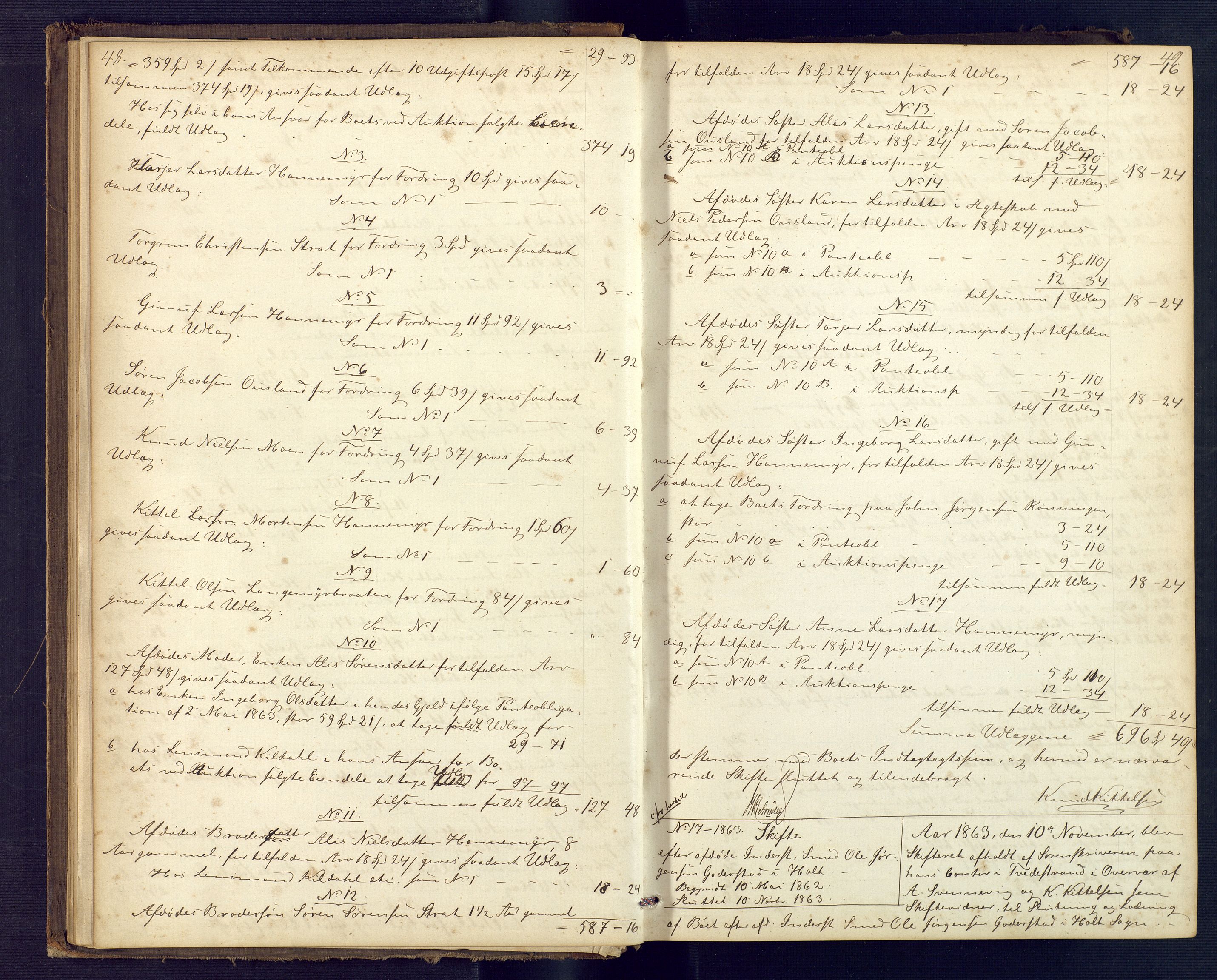 Holt sorenskriveri, AV/SAK-1221-0002/H/Hc/L0030: Skifteutlodningsprotokoll nr. 5, 1863-1869, s. 48-49