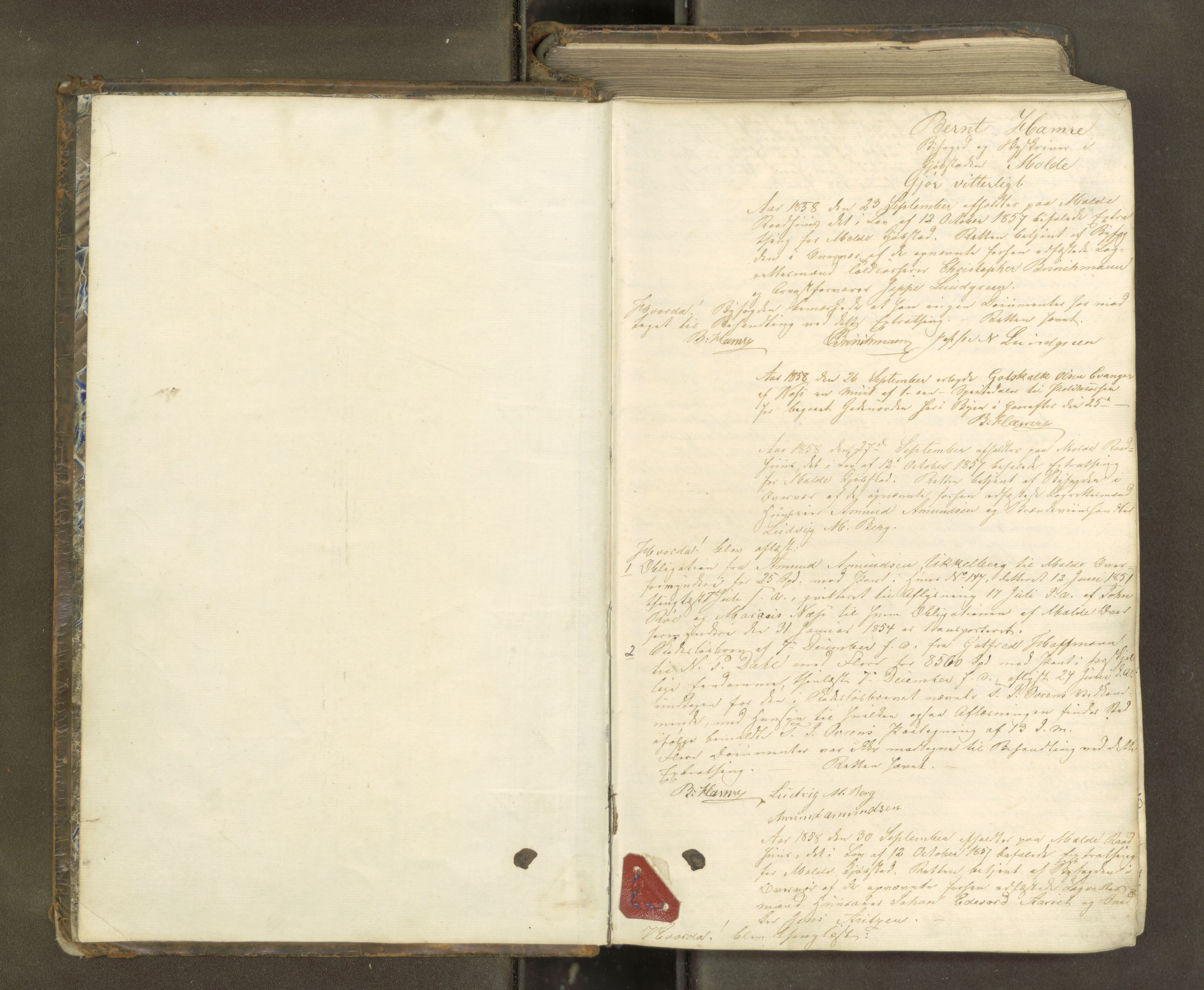 Molde byfogd, AV/SAT-A-0025/1/1A/L0009: Justisprotokoll, 1858-1863, s. 1a