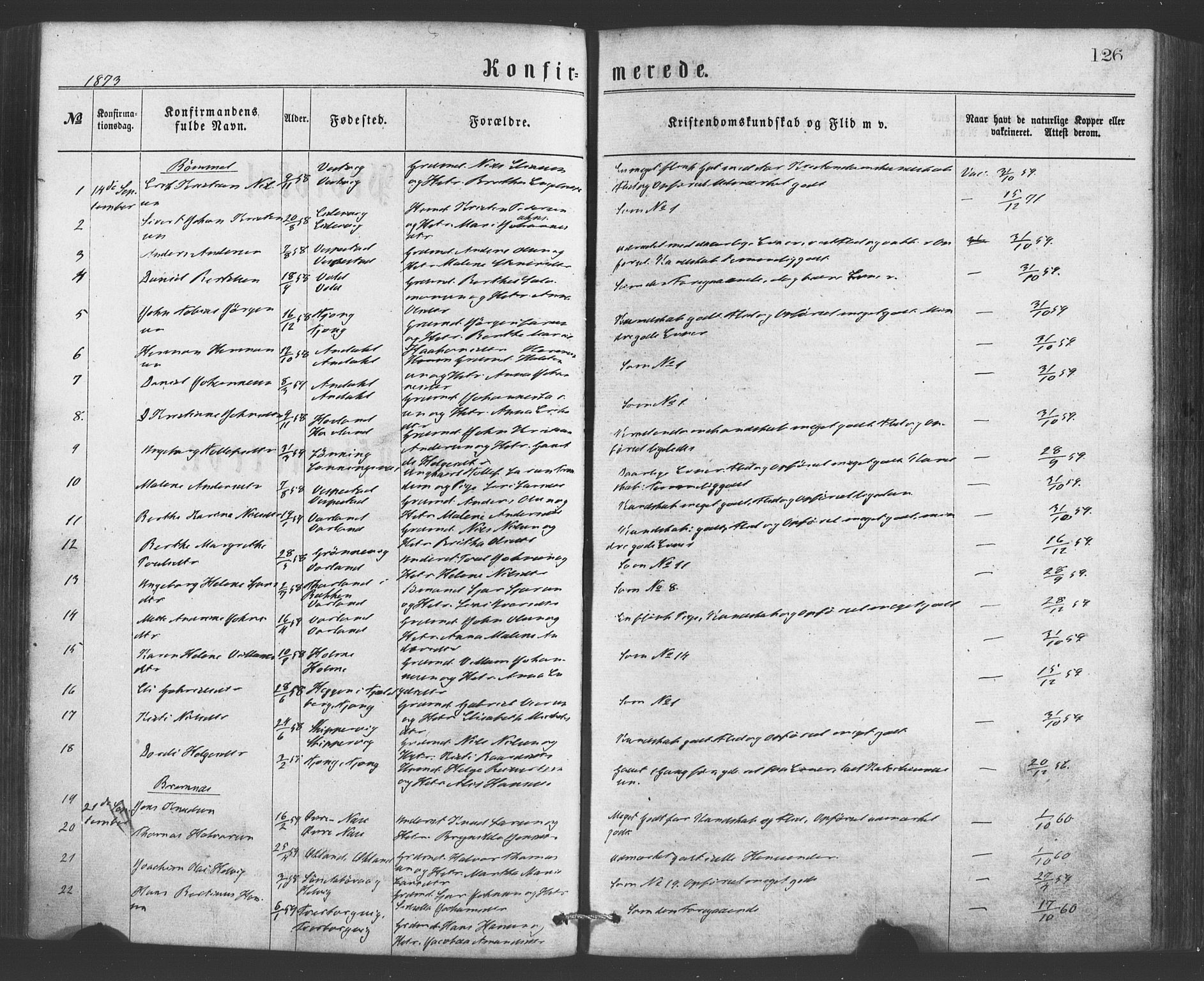 Finnås sokneprestembete, AV/SAB-A-99925/H/Ha/Haa/Haaa/L0009: Ministerialbok nr. A 9, 1873-1881, s. 126