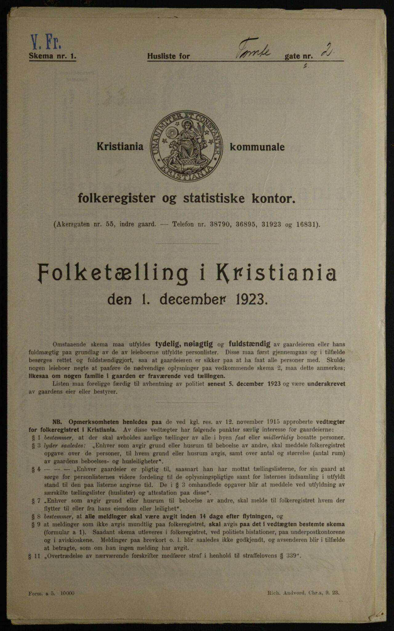 OBA, Kommunal folketelling 1.12.1923 for Kristiania, 1923, s. 125234