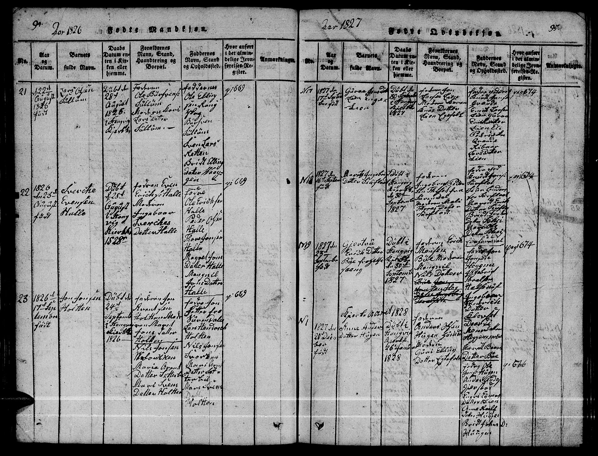 Ministerialprotokoller, klokkerbøker og fødselsregistre - Møre og Romsdal, AV/SAT-A-1454/592/L1031: Klokkerbok nr. 592C01, 1820-1833, s. 94-95