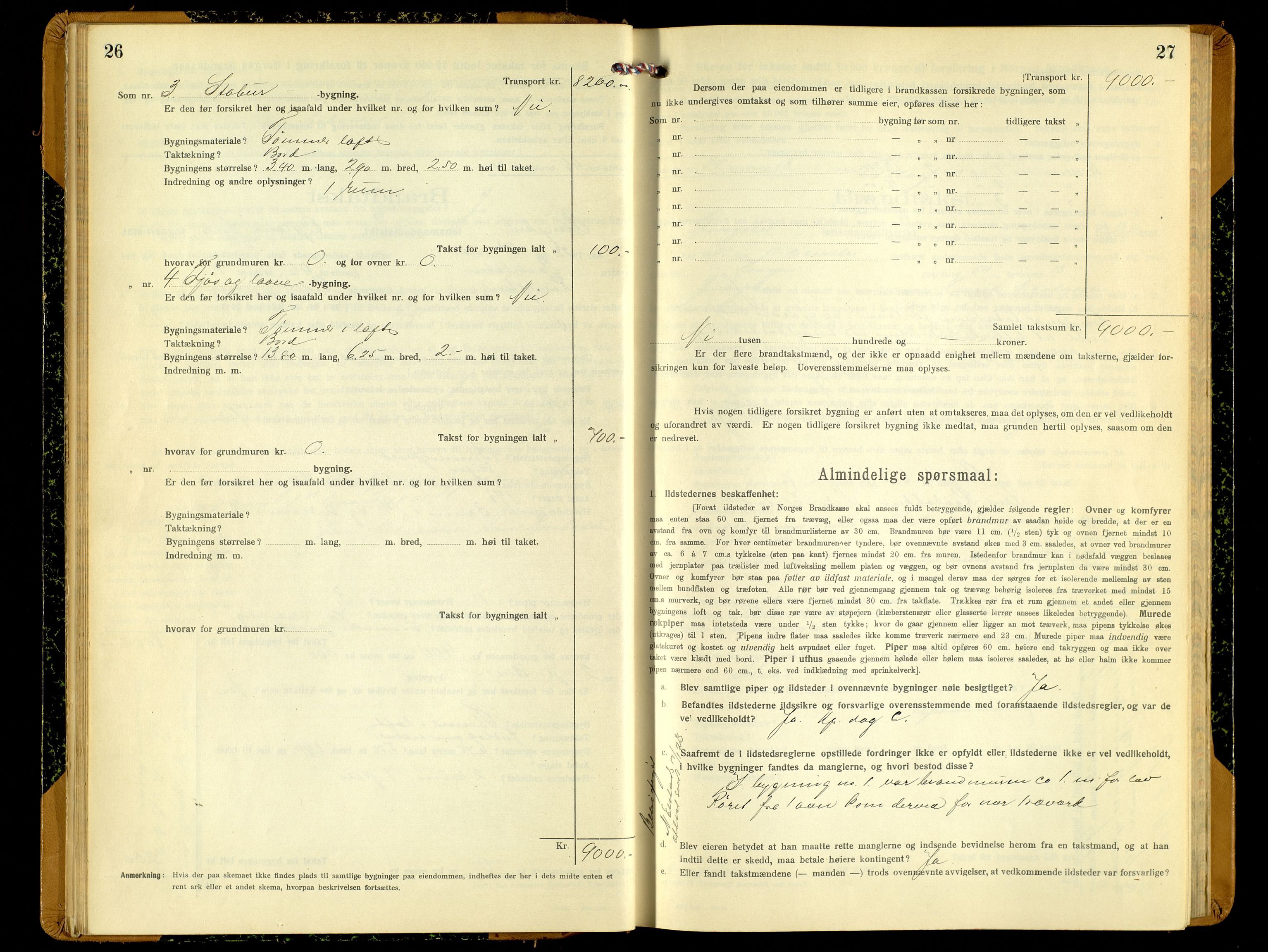 Norges Brannkasse, Ringebu, AV/SAH-NBRANR-037/F/L0006: Branntakstprotokoll, 1919-1955, s. 26-27